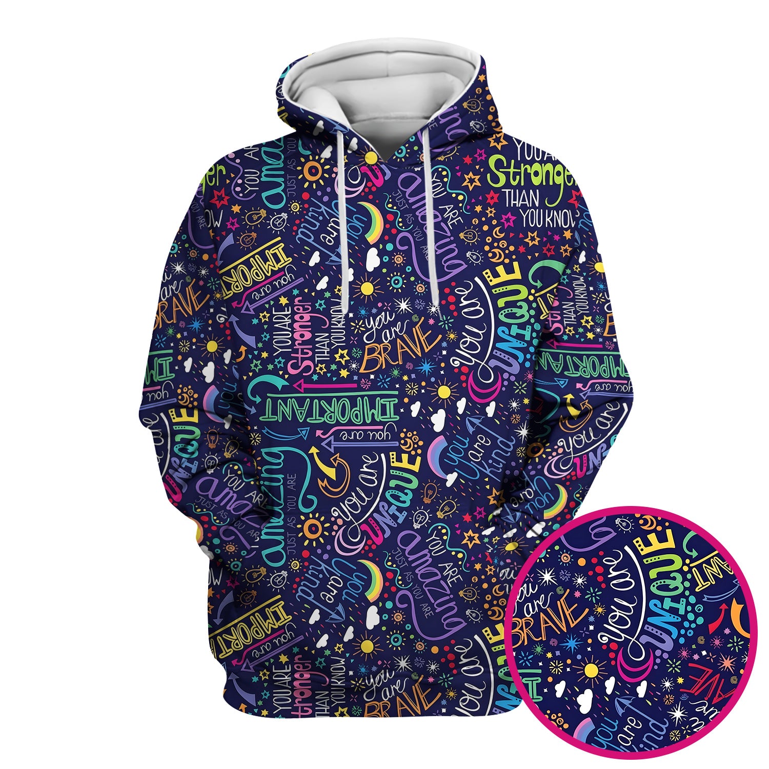 Inspirational Quote Pattern Scrub Top, Breathable Fabrics Nursing Uniform
