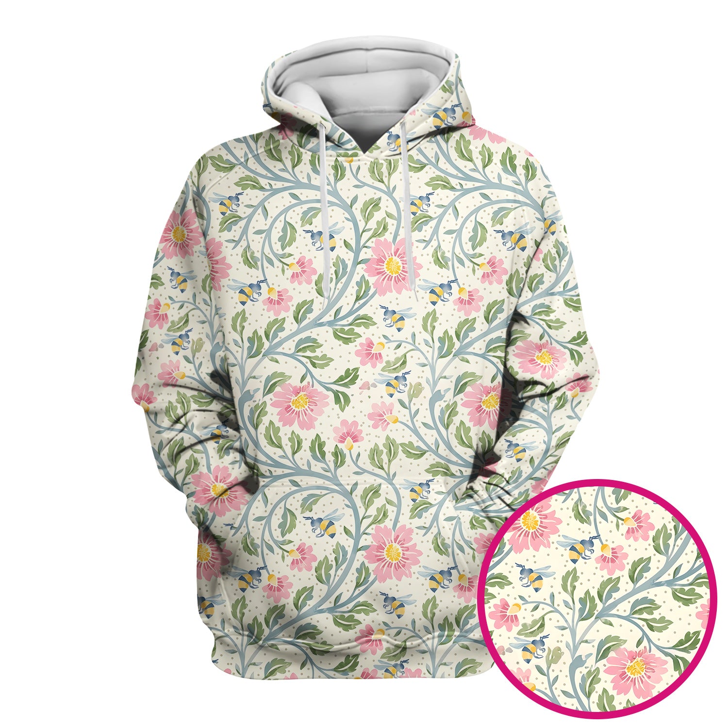 Cute Floral Bee Garden Nurse Pattern Scrub Top, Comfortable Scrubs for Nurses