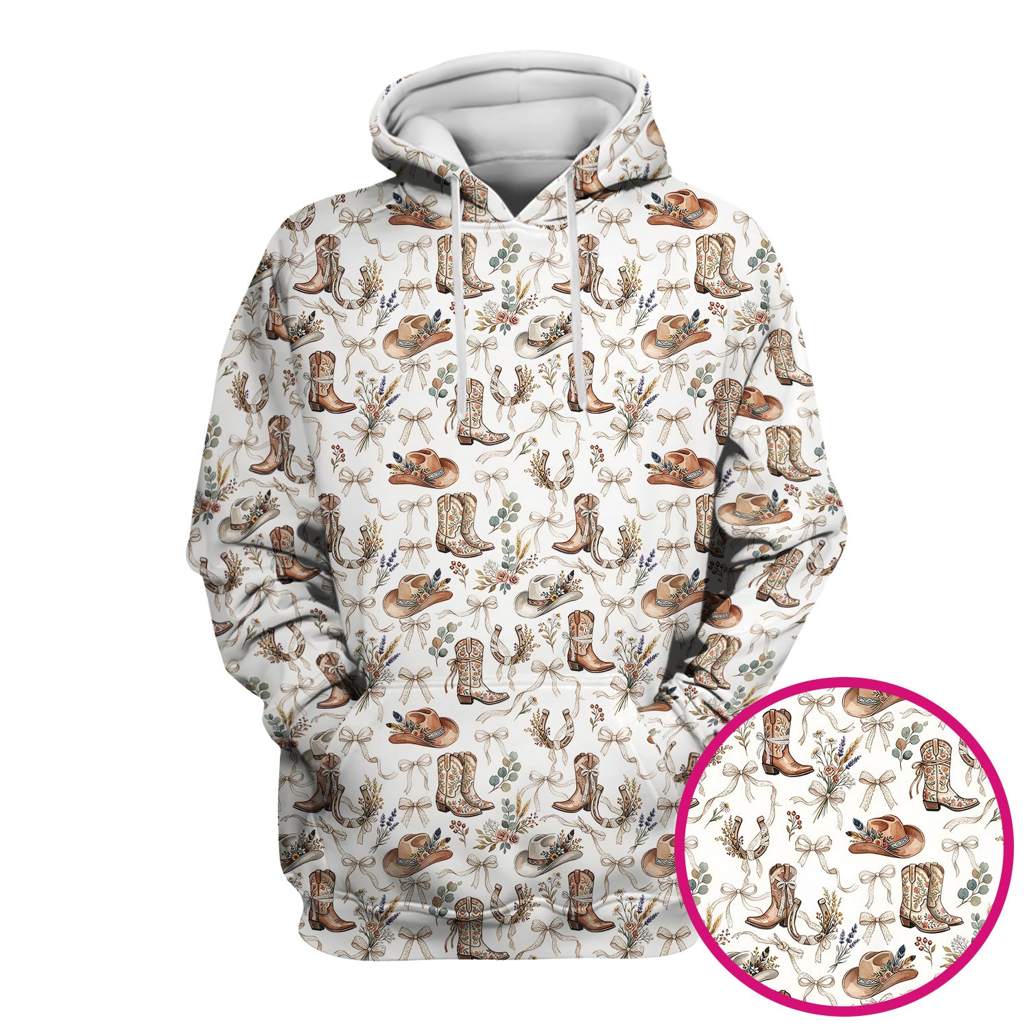 Western Cowboy Boots Hat Floral Pattern Scrub Top, Comfortable Scrubs for Nurses