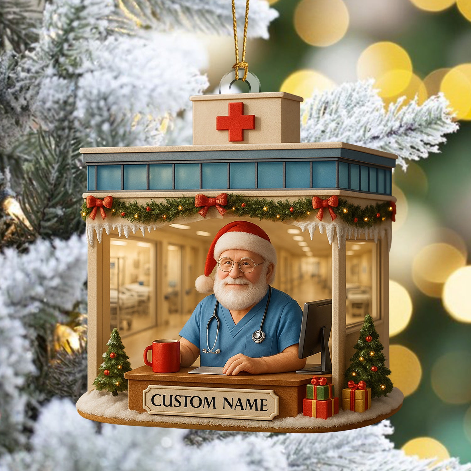 Personalized Doctor Office Ornament, Custom Name Medical Christmas Decor, Nurse & Healthcare Worker Holiday Gift for Clinic Staff
