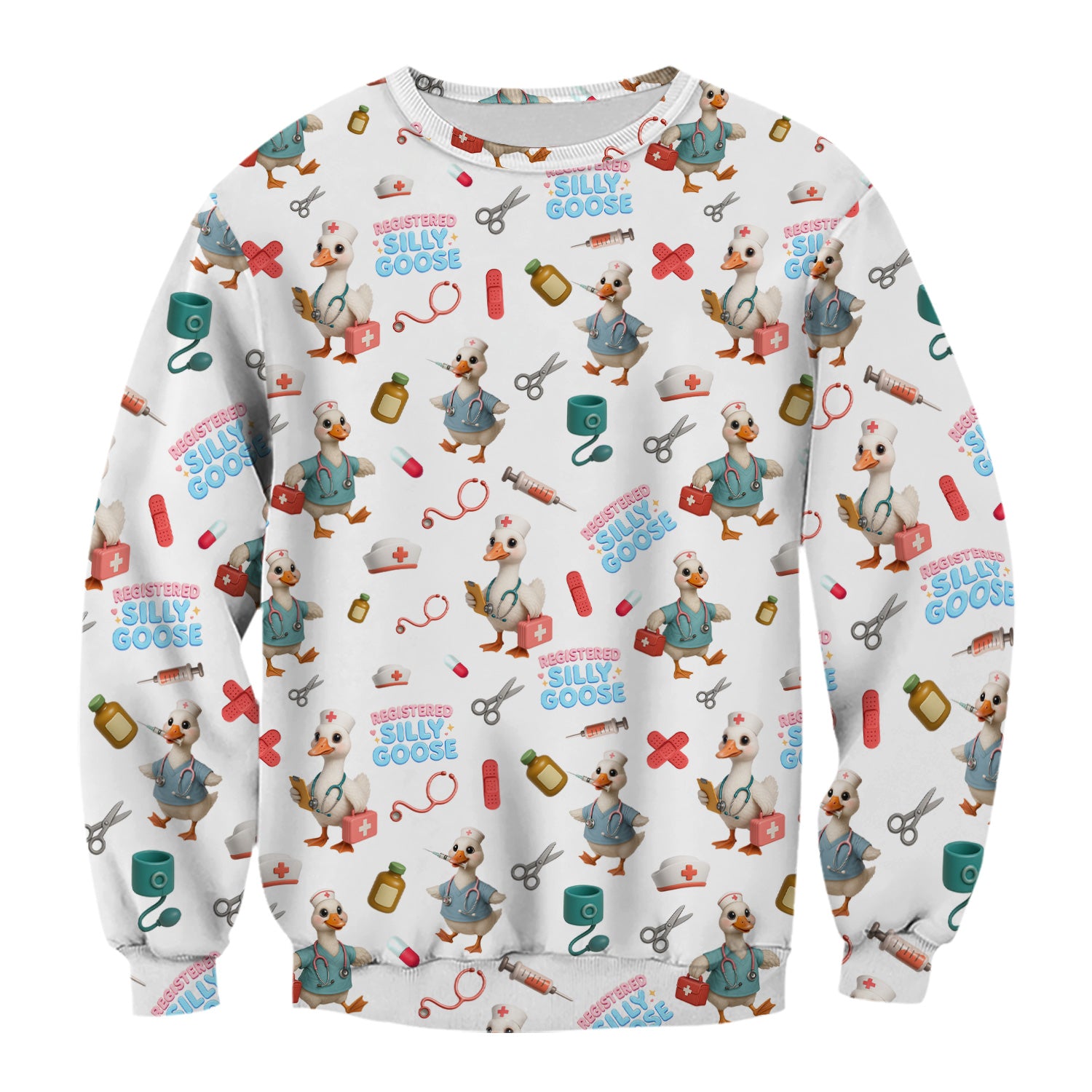 Funny Goose Nurse Scrubs for Women - Registered Silly Goose Top - Cute Medical Uniform for RN CNA LPN