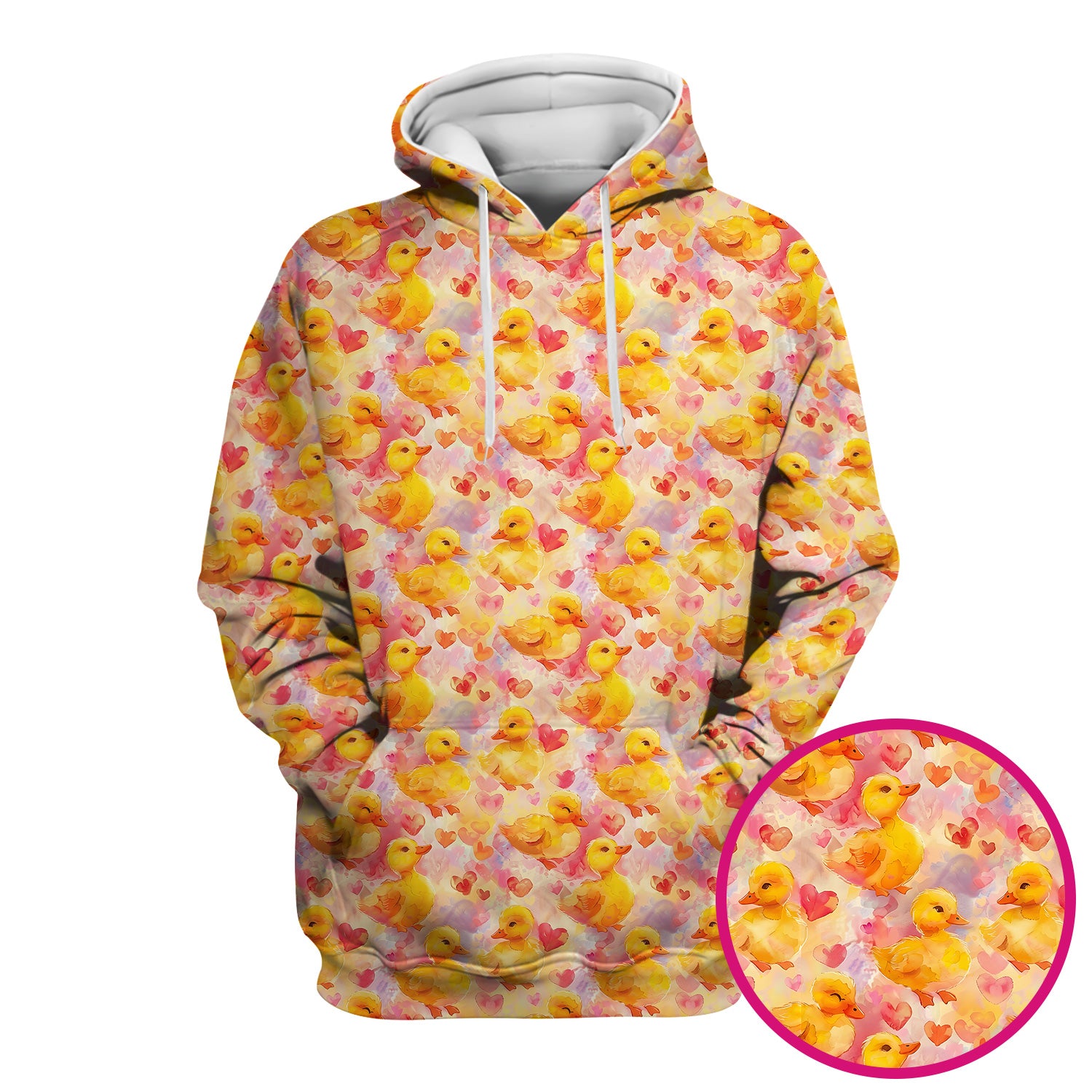 Cute Duck Heart Watercolor Pattern Scrub Top, Comfortable Scrubs for Nurses