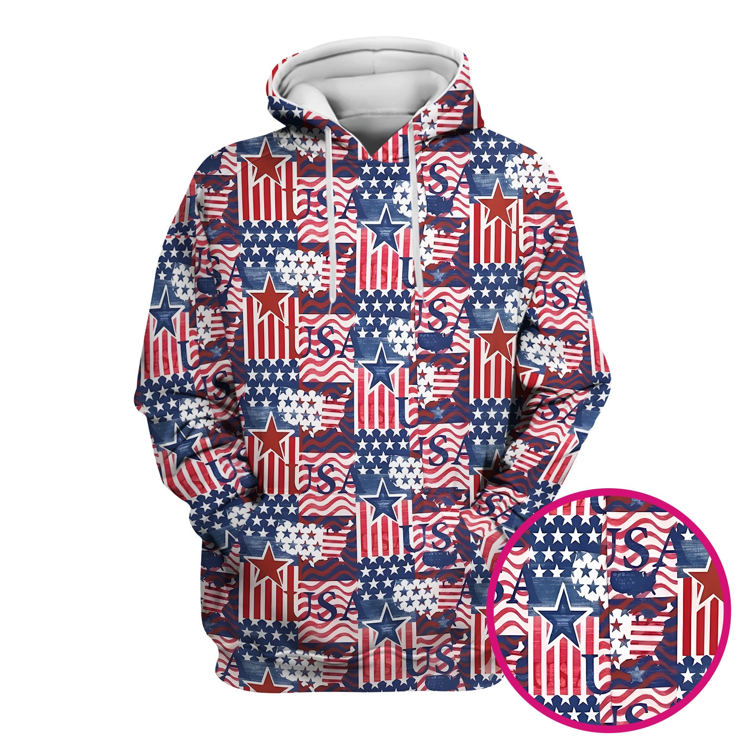 Patriotic USA Star Patchwork Pattern Scrub Top, Comfortable Scrubs for Nurses