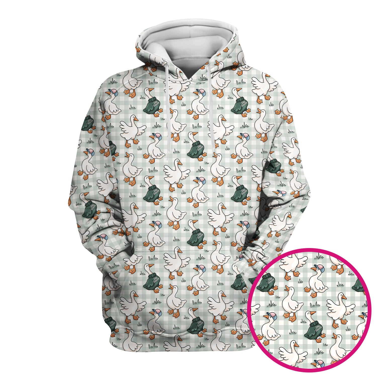 Funny Goose Wearing Sweater On Plaid Background Pattern Scrub Top, Comfortable Scrubs for Nurses