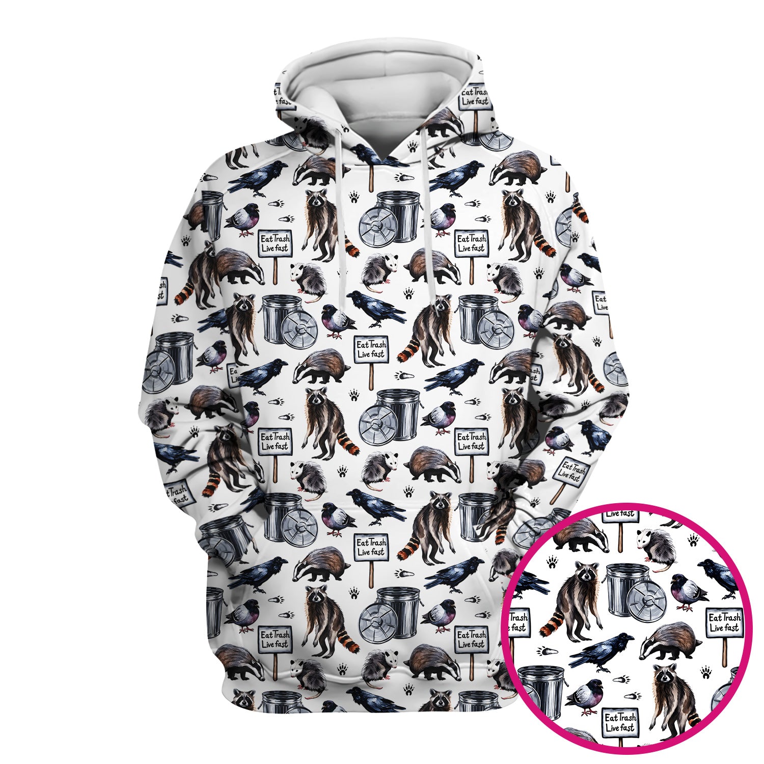 Raccoon And Opossum Eat Trash Live Fast Scrub Top, Breathable Fabrics Nursing Uniform