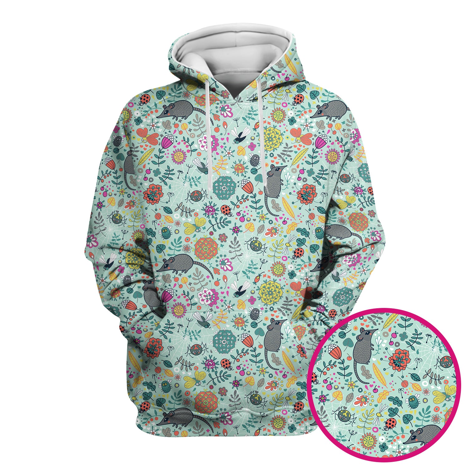 Woodland Mouse Floral Pattern Scrub Top, Comfortable Scrubs for Nurses