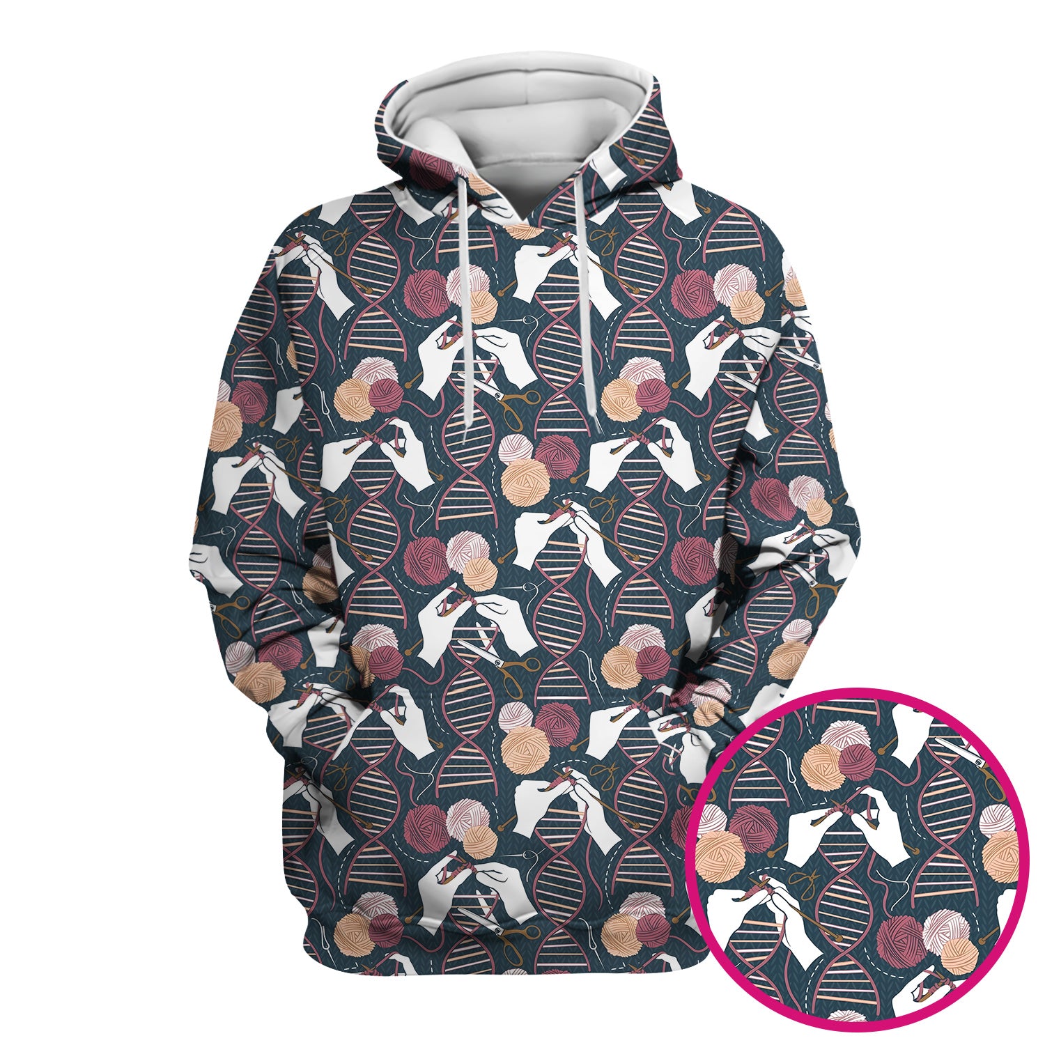 DNA Helix Yarn Pattern Scrub Top, Comfortable Scrubs for Nurses
