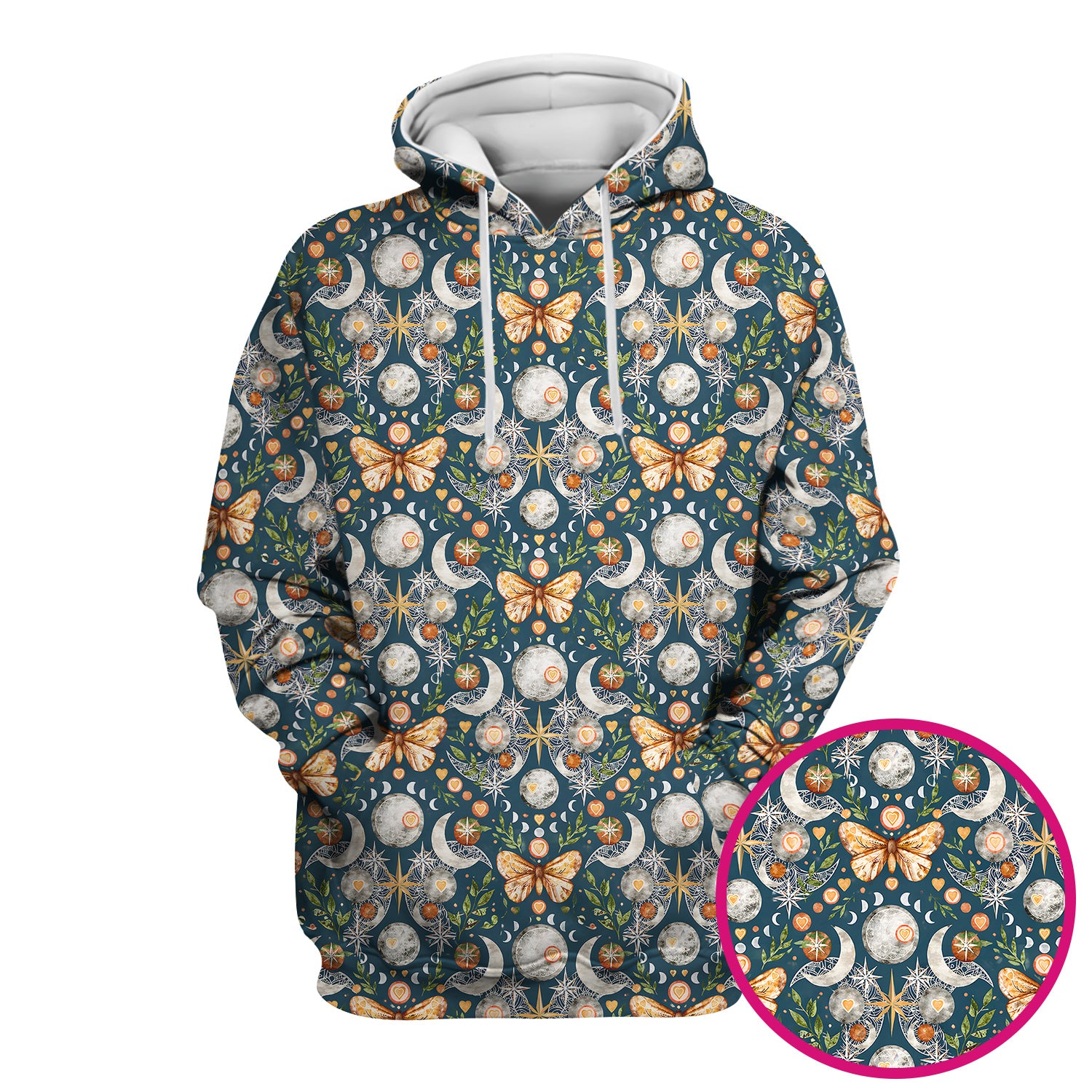 Celestial Butterfly Moonlight Pattern Scrub Top, Comfortable Scrubs for Nurses