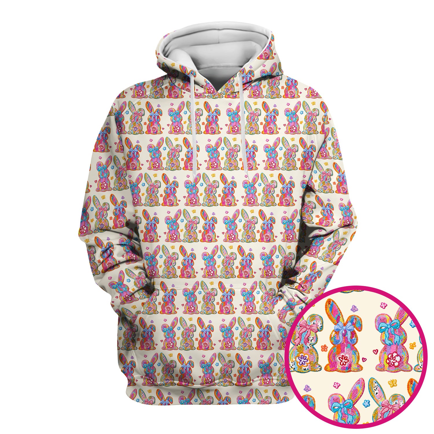Cute Pastel Bunny Floral Pattern Scrub Top, Comfortable Scrubs for Nurses, Easter