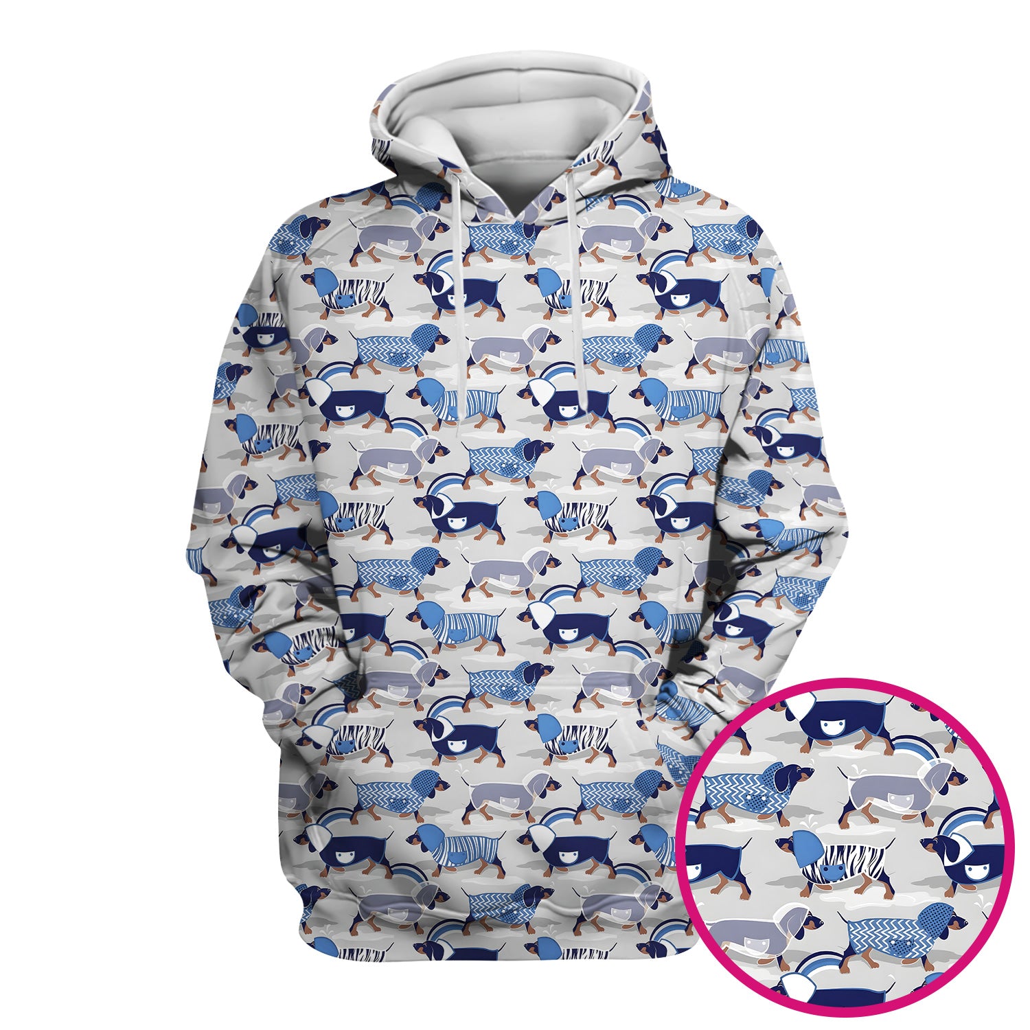 Cute Dachshund Raincoat Parade Pattern Scrub Top, Comfortable Scrubs for Nurses