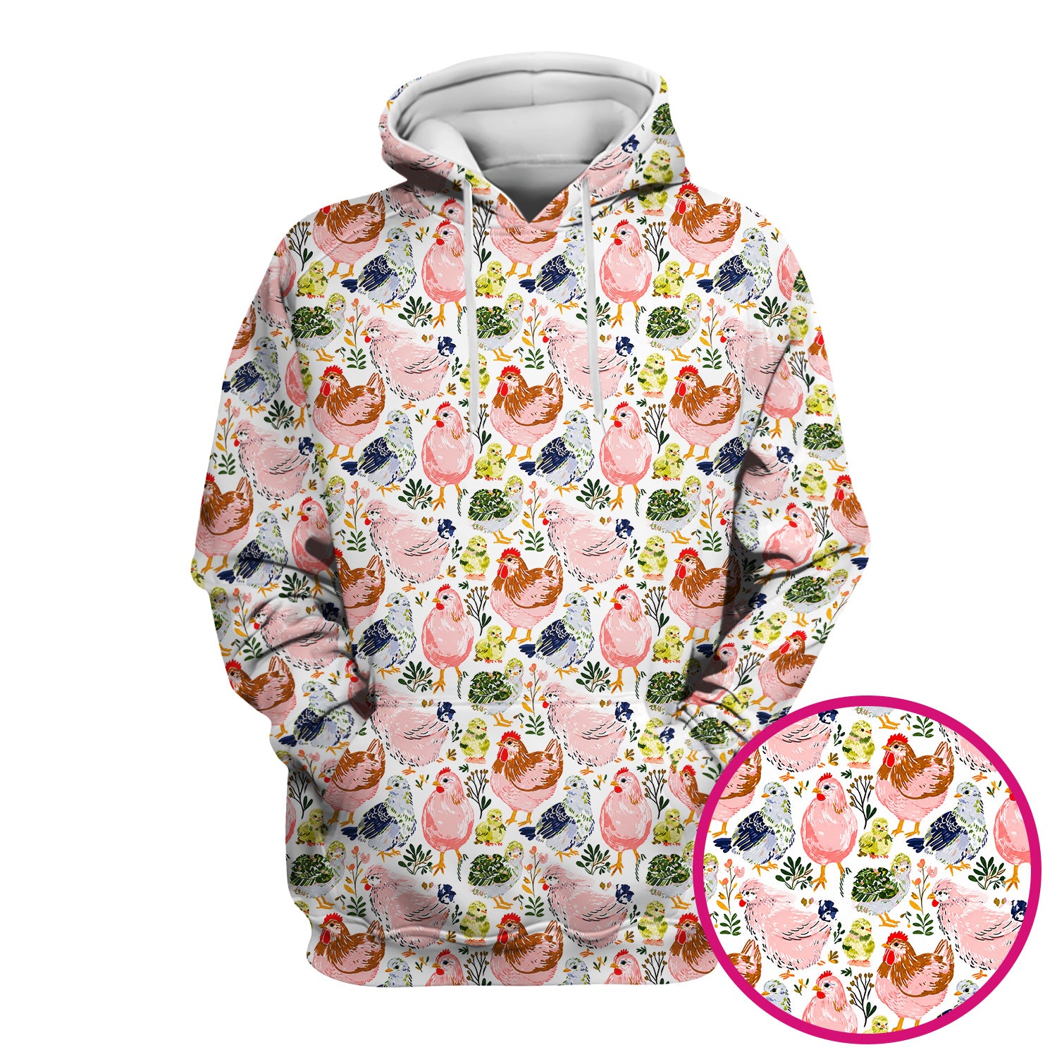 Cute Farm Chicken Hen Chick Pattern Scrub Top, Comfortable Scrubs for Nurses