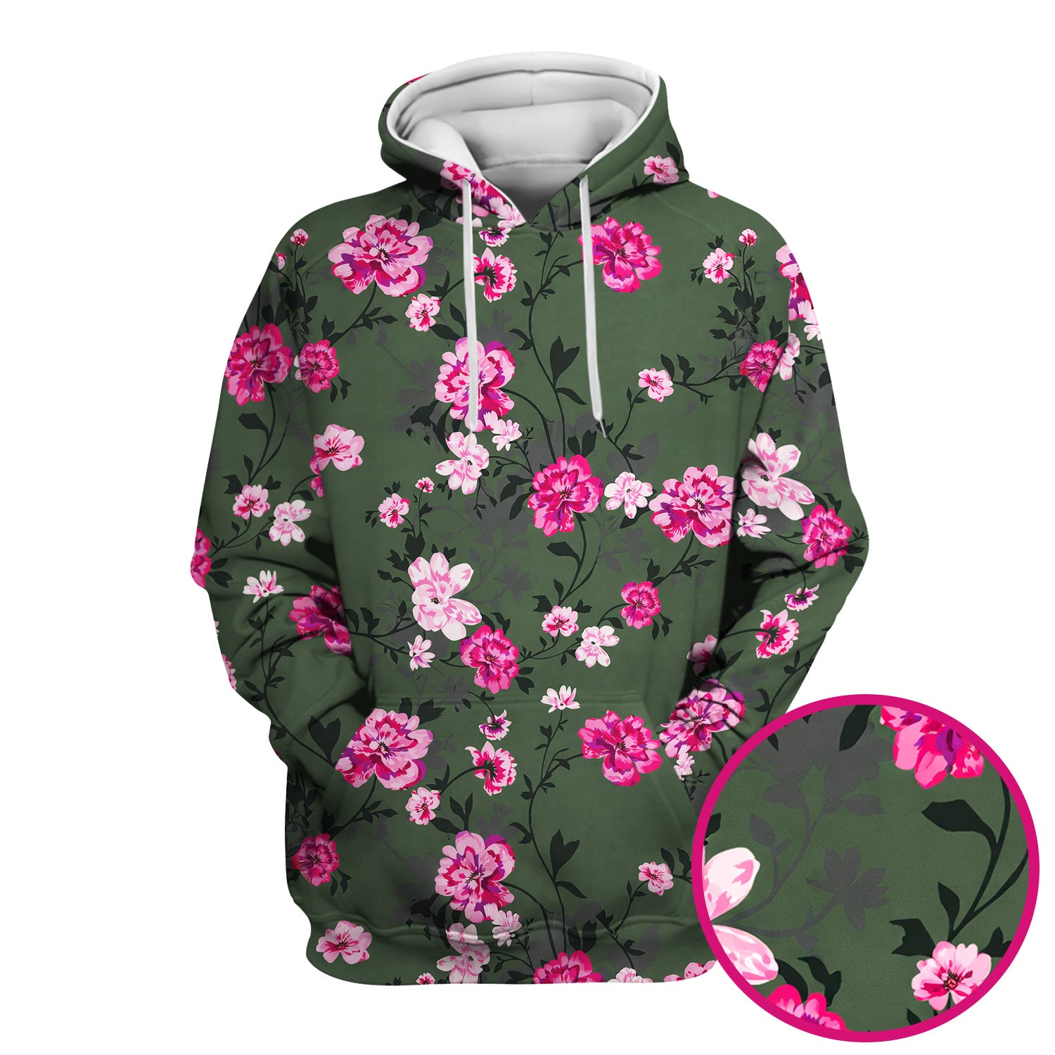 Pink Floral Blossom Pattern Scrub Top, Comfortable Scrubs for Nurses