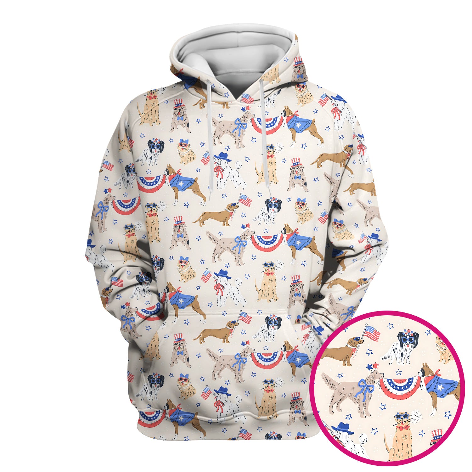 Patriotic Dog Parade Pattern Scrub Top, Comfortable Scrubs for Nurses