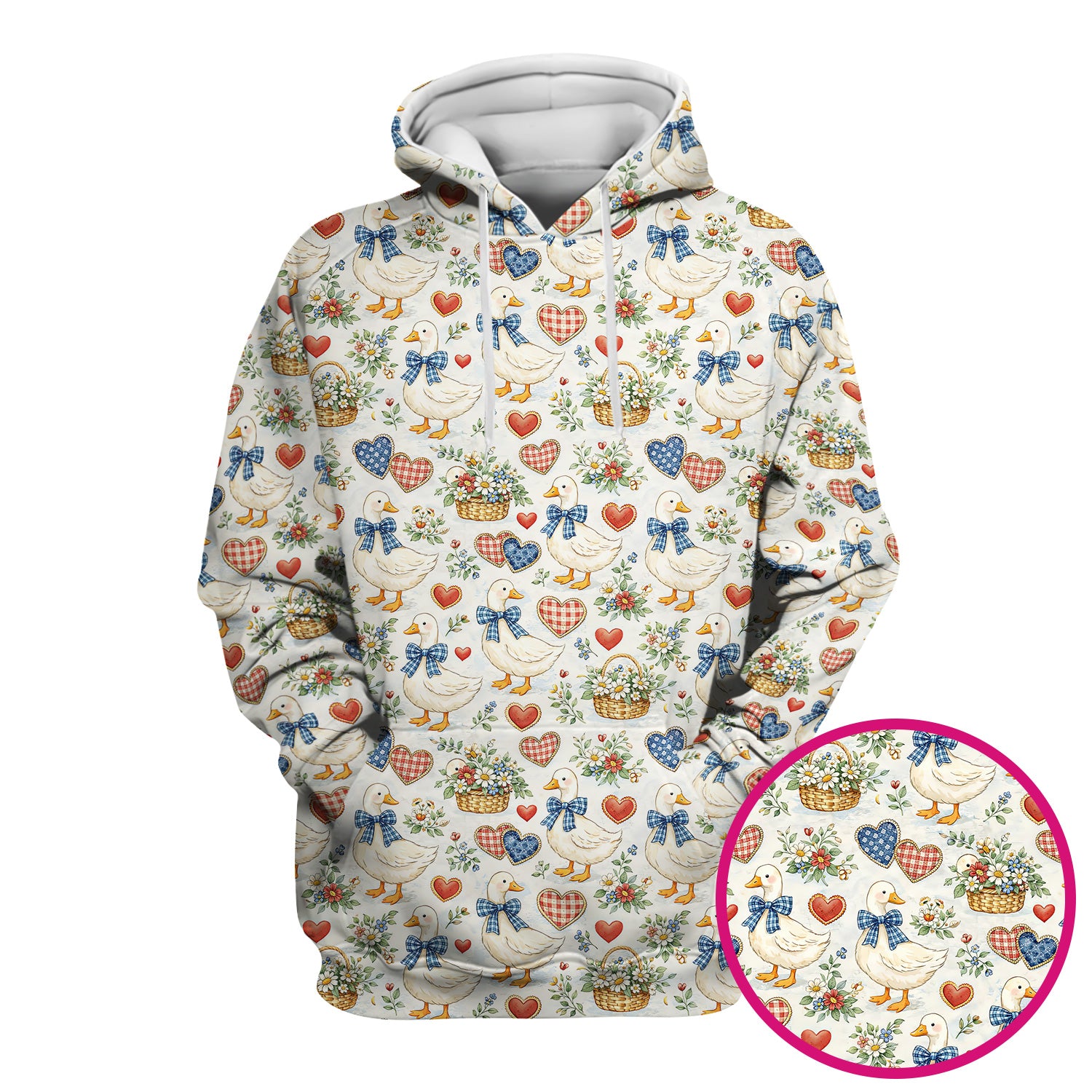 Cute Duck Heart Floral Nurse Pattern Scrub Top, Comfortable Scrubs for Nurses