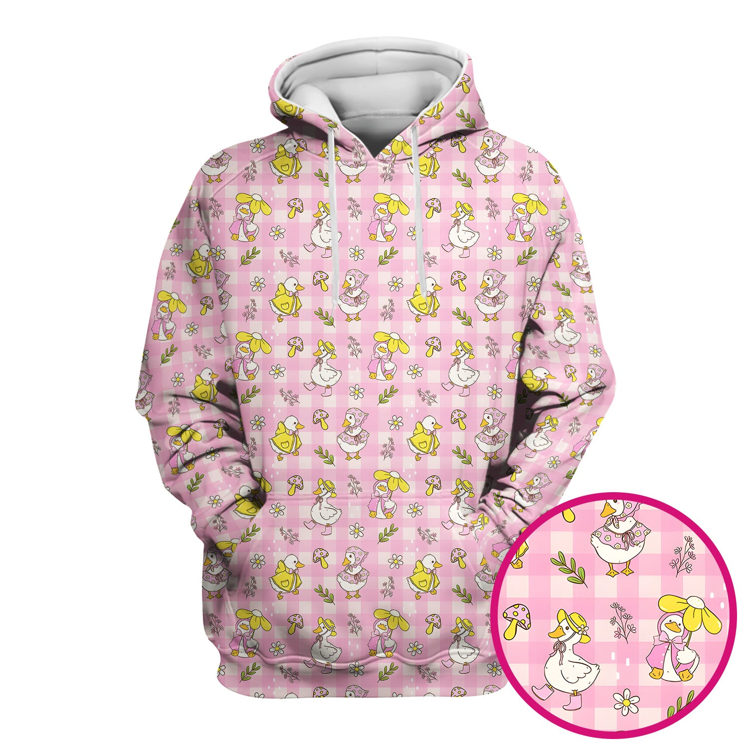 Spring Duckling Gingham Pattern Scrub Top, Comfortable Scrubs for Nurses
