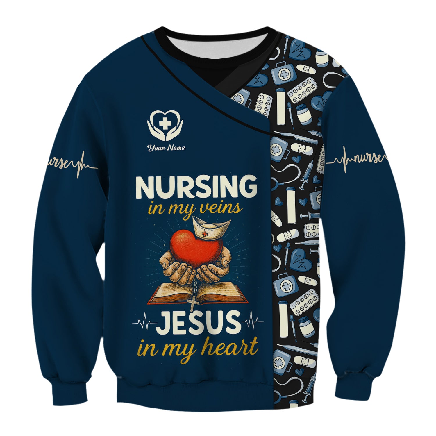 Personalized Nursing Shirt for Nurses - Christian Nurse Graphic Tee with Jesus Quote - Gift for RN LPN CNA