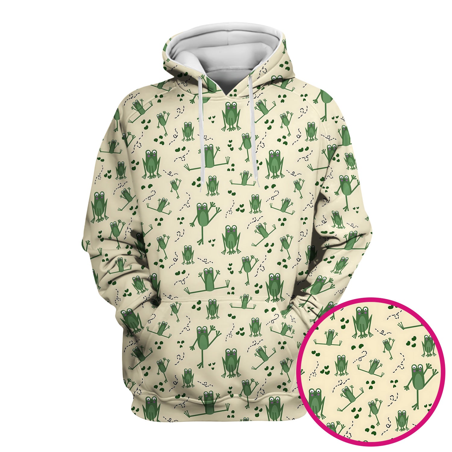 Frog Jumping Footprint Trail Pattern Scrub Top, Breathable Fabrics Nursing Uniform
