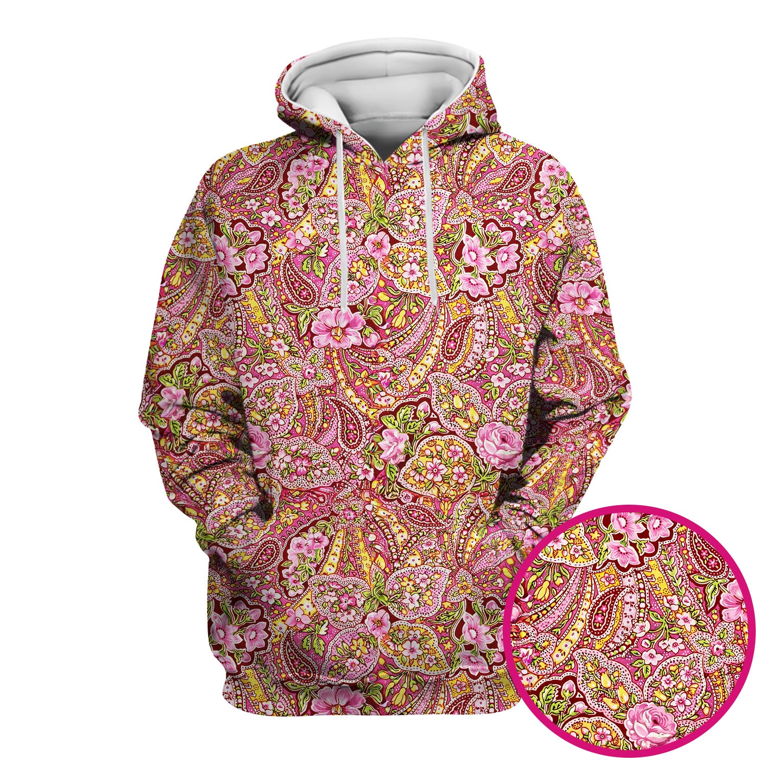 Pink Floral Paisley Blossom Print Scrub Top, Comfortable Scrubs for Nurses