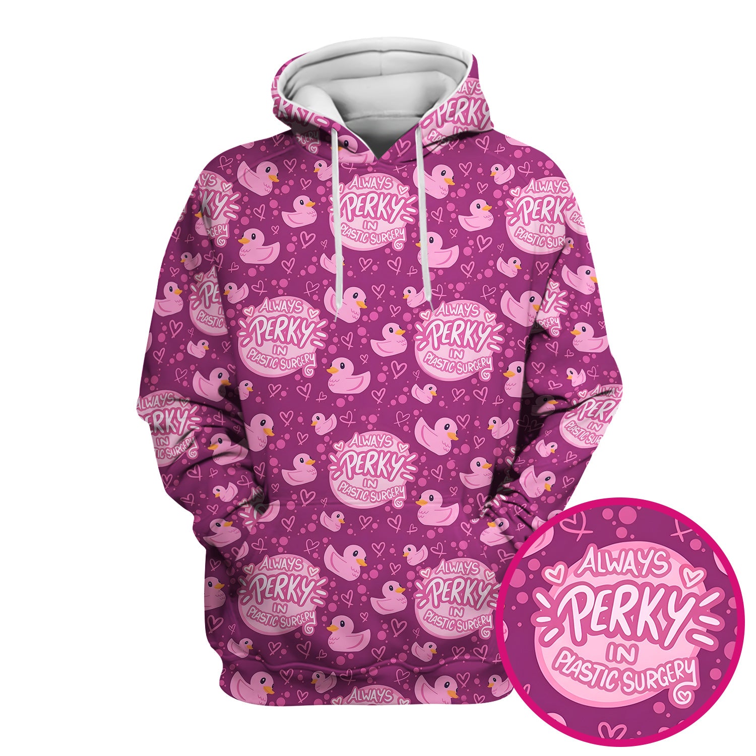 Always Perky Plastic Surgery Duck Pattern Scrub Top, Comfortable Scrubs for Nurses