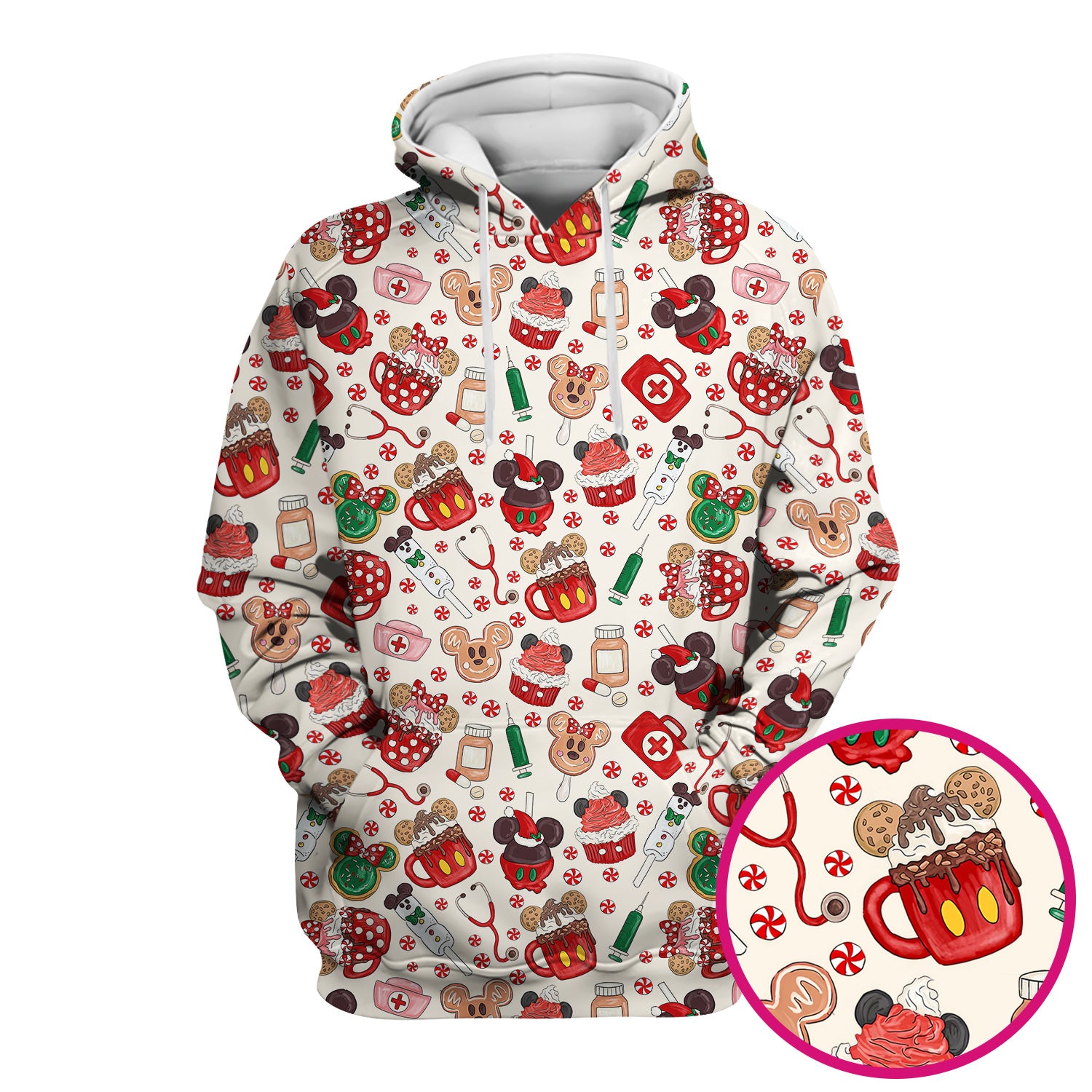 Christmas Scrub Top for Nurses - Cute Gingerbread Cupcake Candy Medical Shirt - Xmas Holiday Uniform for Women RN CNA LPN