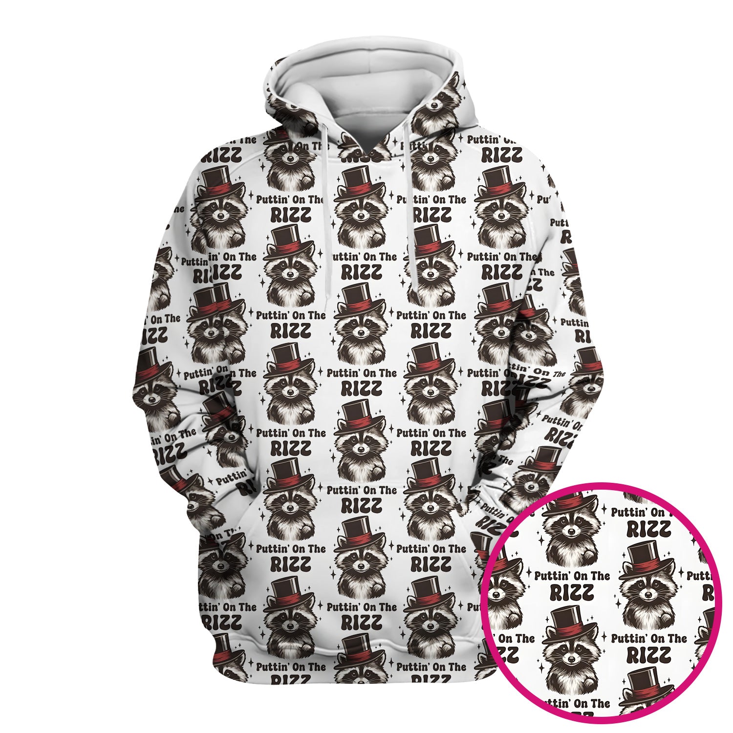 Raccoon Wearing Top Hat Puttin On The Rizz Scrub Top, Breathable Fabrics Nursing Uniform