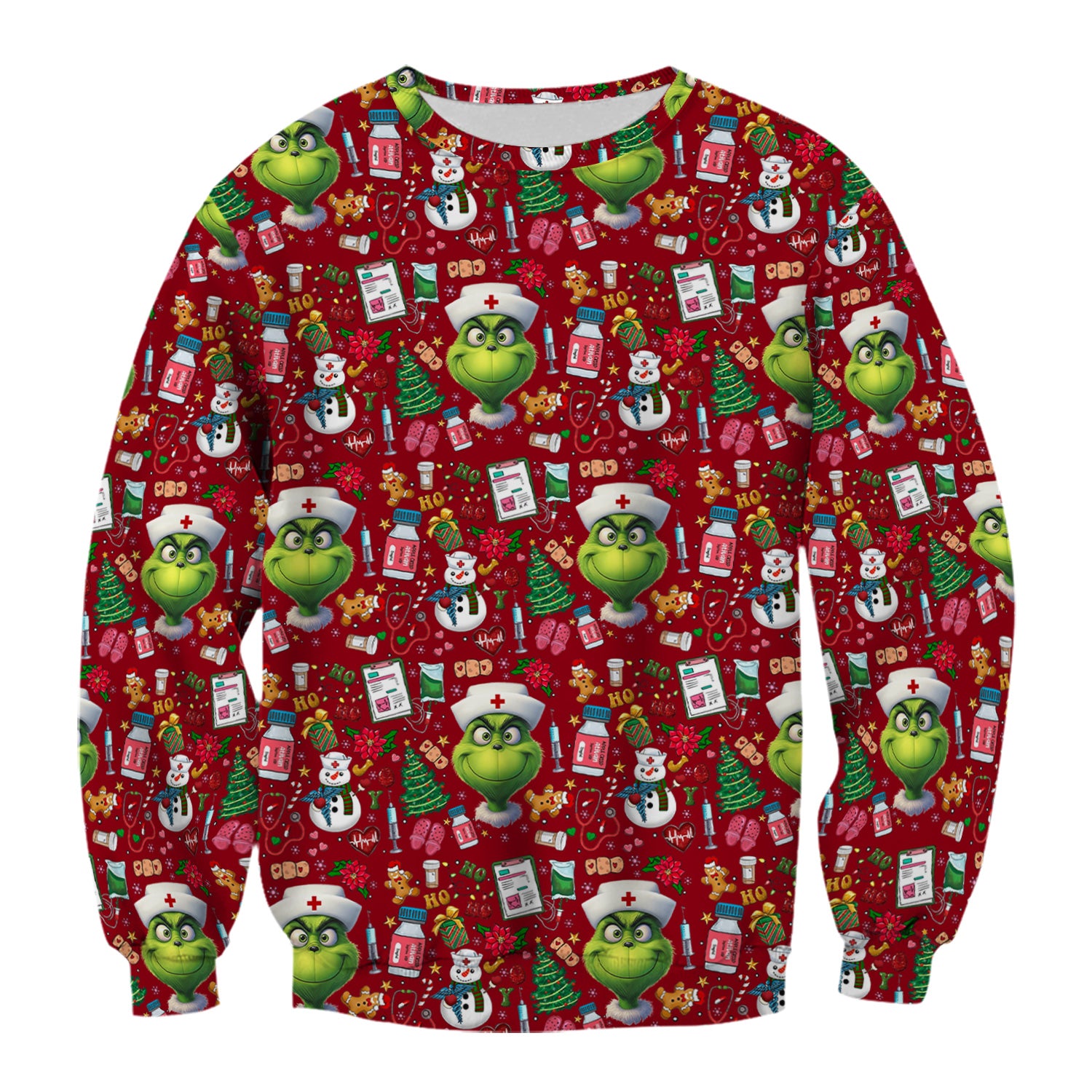 Funny Christmas Scrub Top for Nurses - Grinch Nurse Shirt Holiday Medical Gift - RN LPN CNA Gift