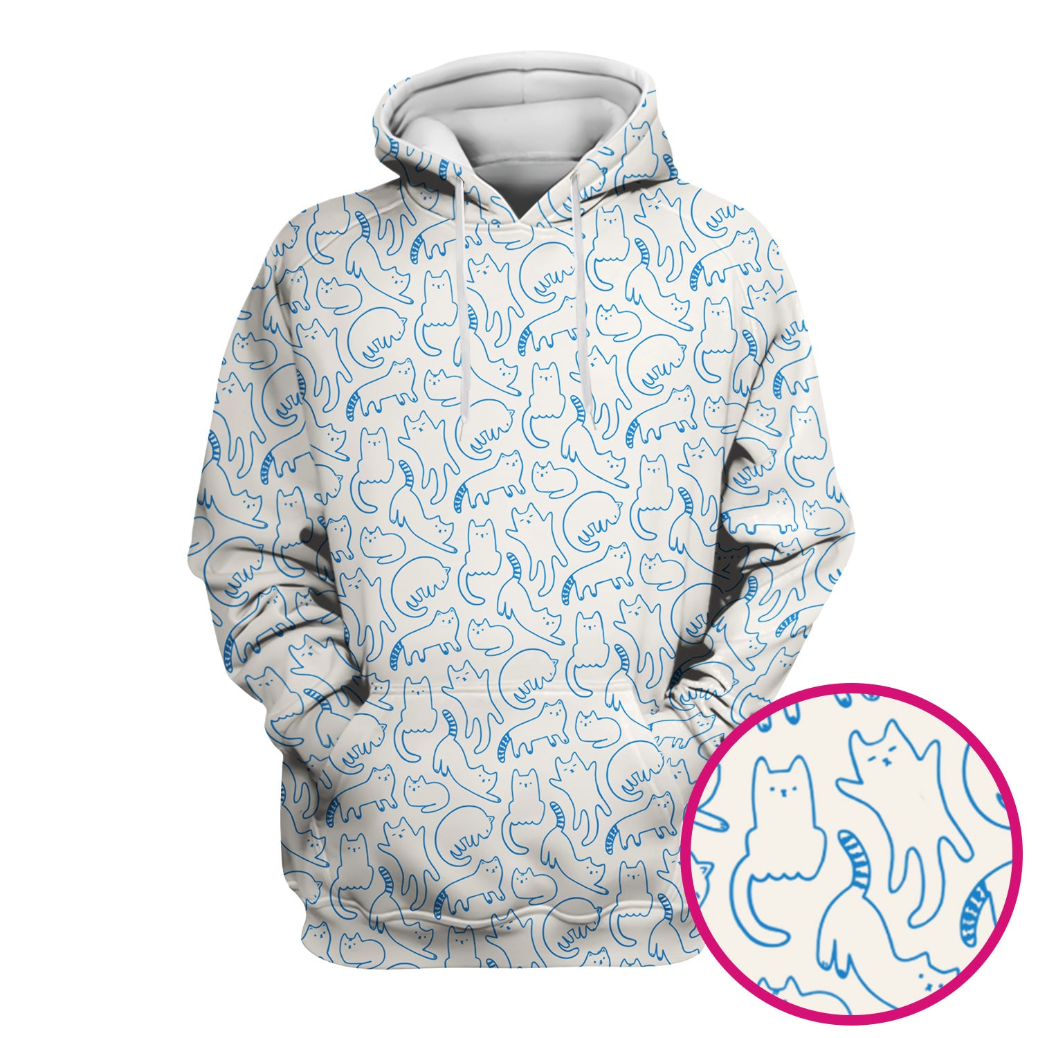 Artistic Cat Pattern Medical Scrub Top, Breathable Fabrics Nursing Uniform