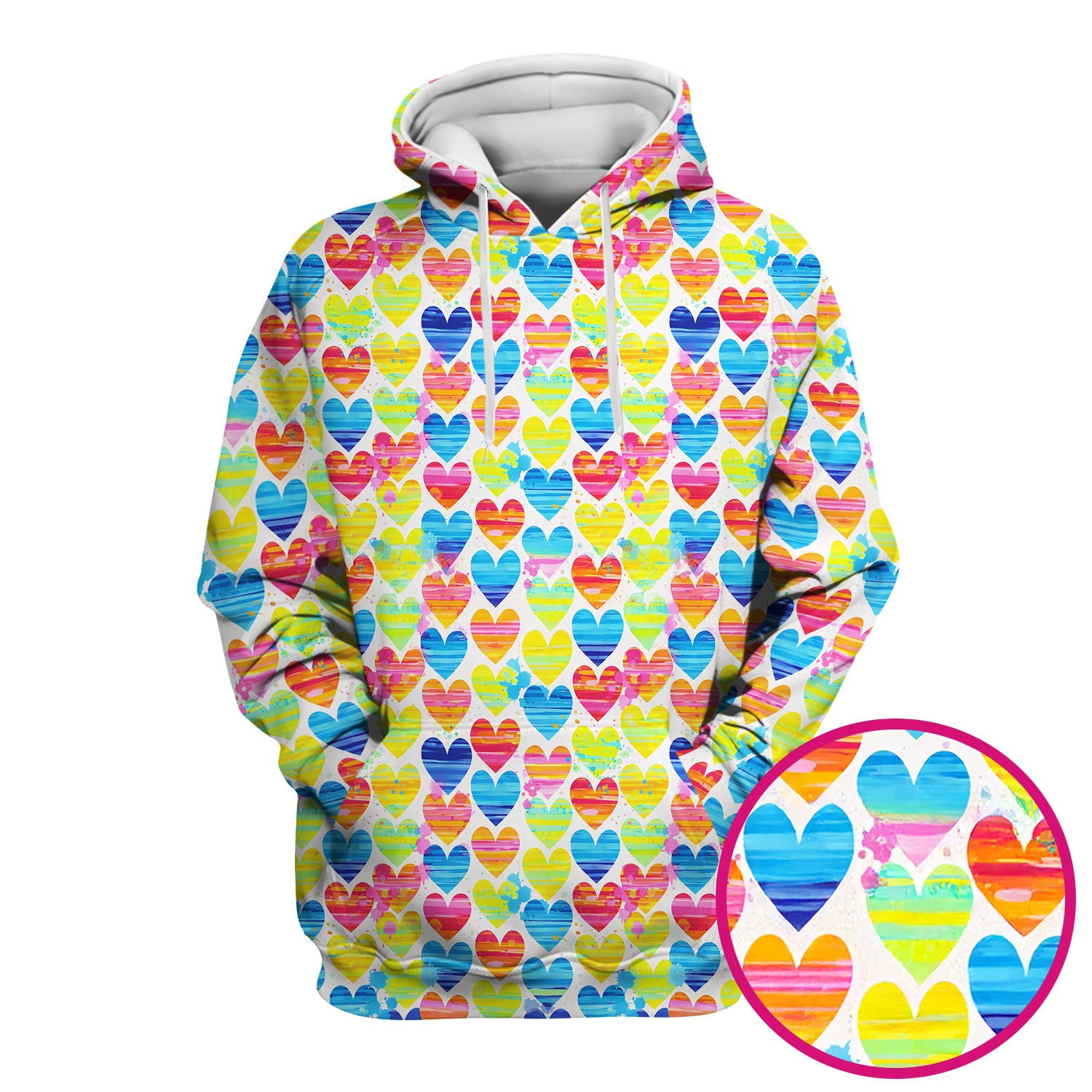 Bright Multicolor Rainbow Heart All Over Print Pattern Scrub, Comfortable Scrubs for Nurses