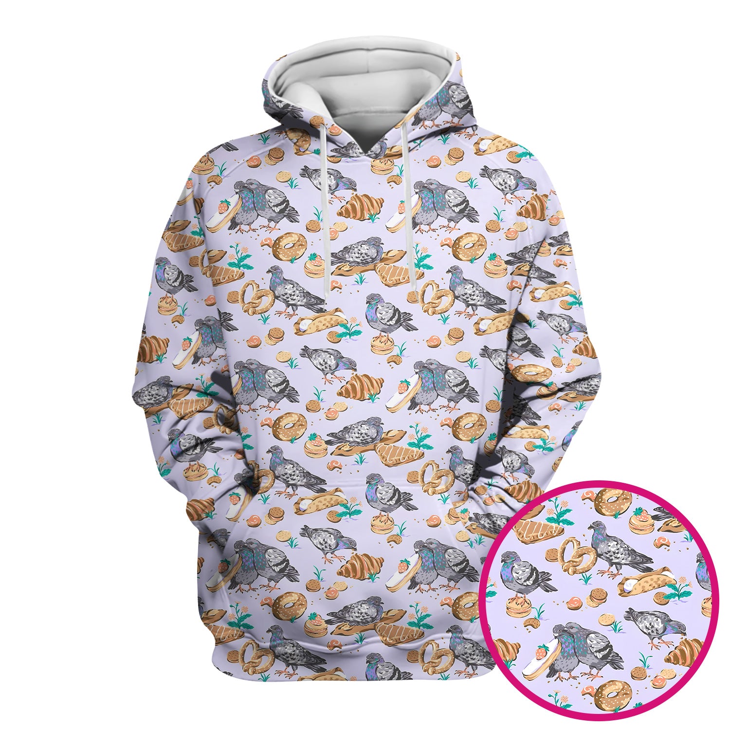 Funny Pigeon Bread Snack Nurse Pattern Scrub Top, Comfortable Scrubs for Nurses