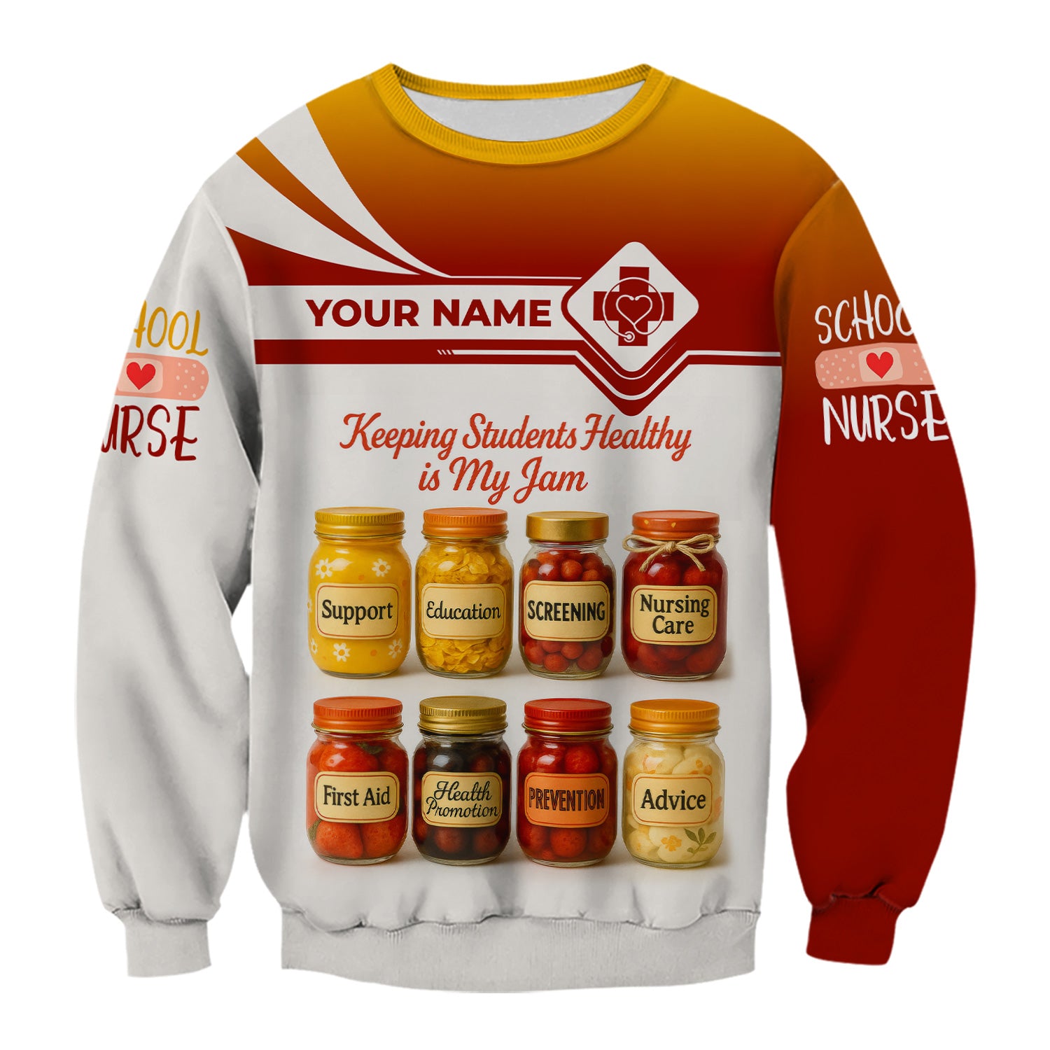 Custom Funny School Nurse Scrub - My Jam Jar Design with Custom Name - Back to School Nurse Gift for Women, RN, LPN