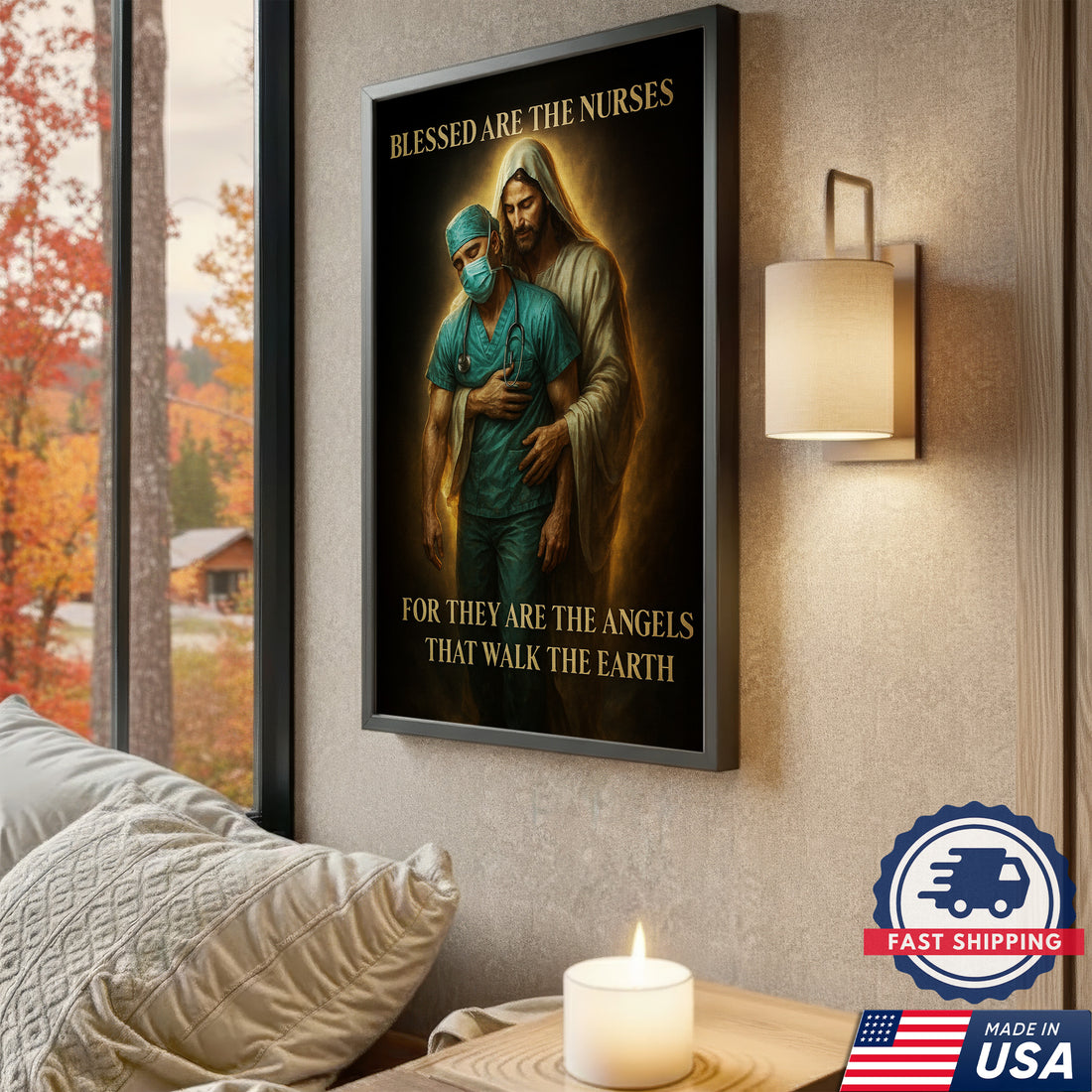 Blessed Are The Nurses Canvas, Jesus Blessed Nurses, Gift for RN LPN CNA