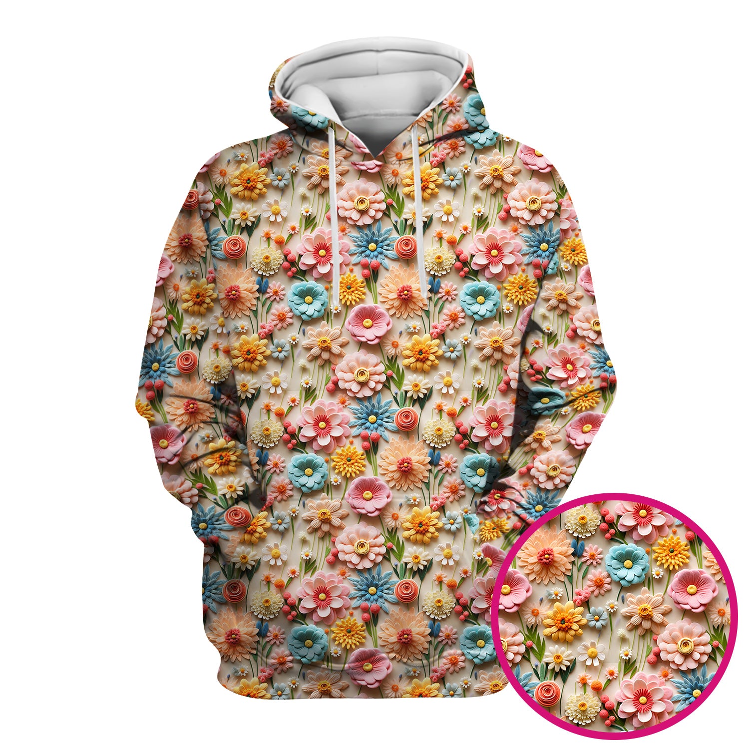 Colorful Blooming Wildflower Pattern Scrub Top, Comfortable Scrubs for Nurses