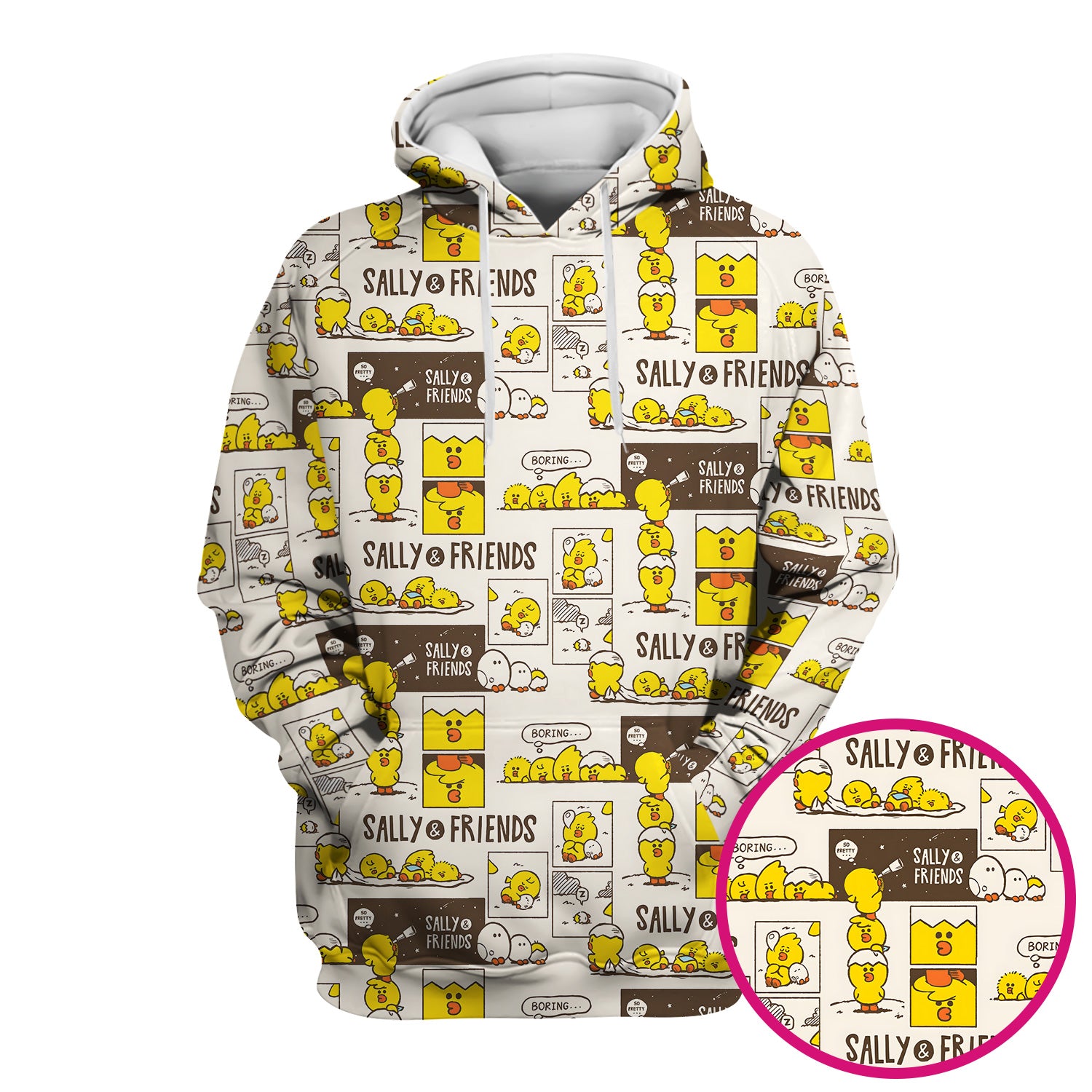Cute Cartoon Chick Comic Pattern Scrub Top, Comfortable Scrubs for Nurses