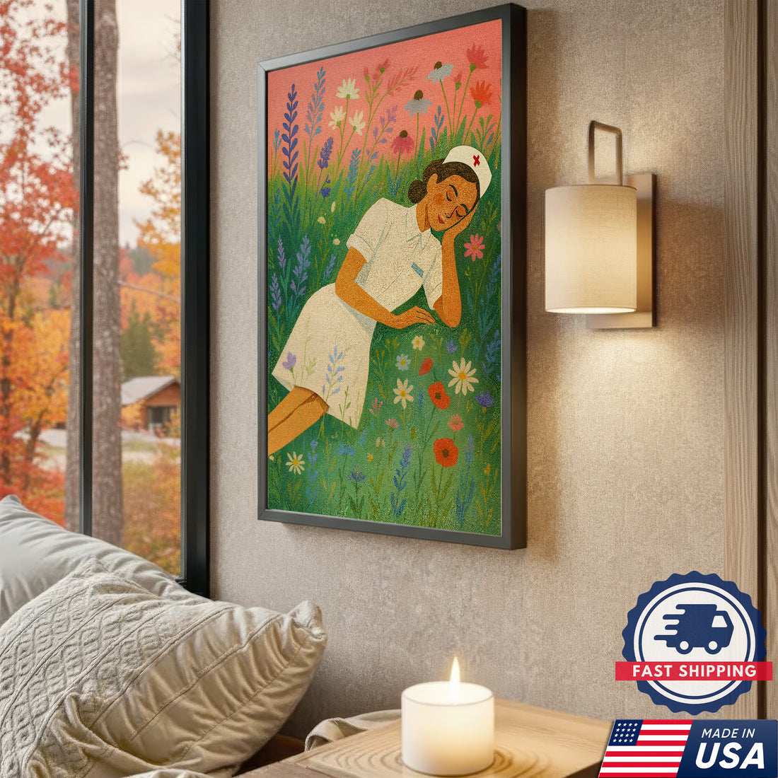 Vintage Resting Nurse Canvas, Cottagecore Nurse Decor, Gift for RN LPN CNA Healthcare Workers