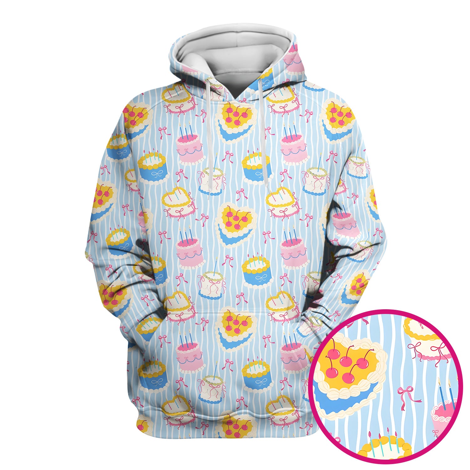 Coquette Cake Bow Stripe Pattern Scrub Top, Nursing Uniform for Women