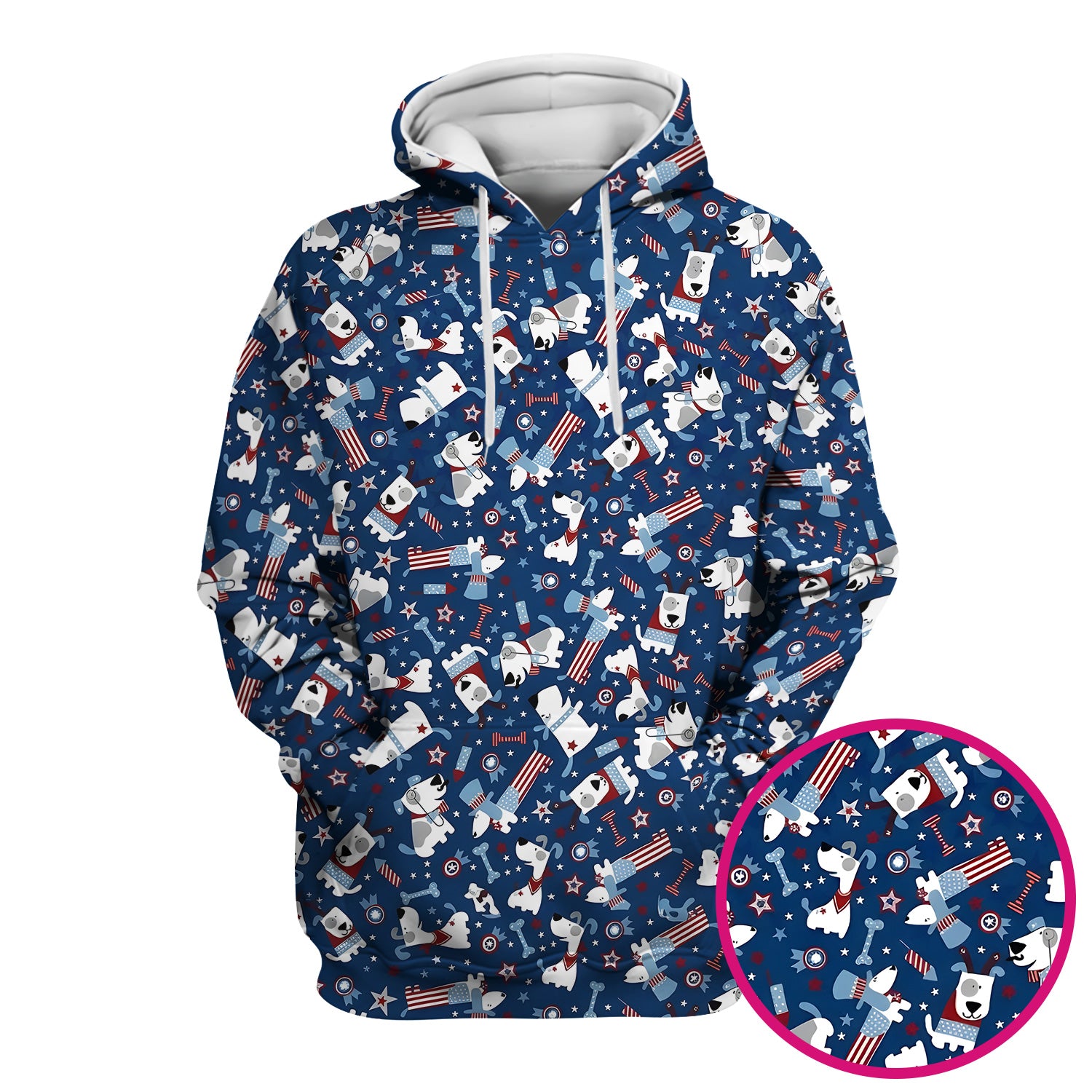 Patriotic Nurse Dog Stars Pattern Scrub Top, Comfortable Scrubs for Nurses