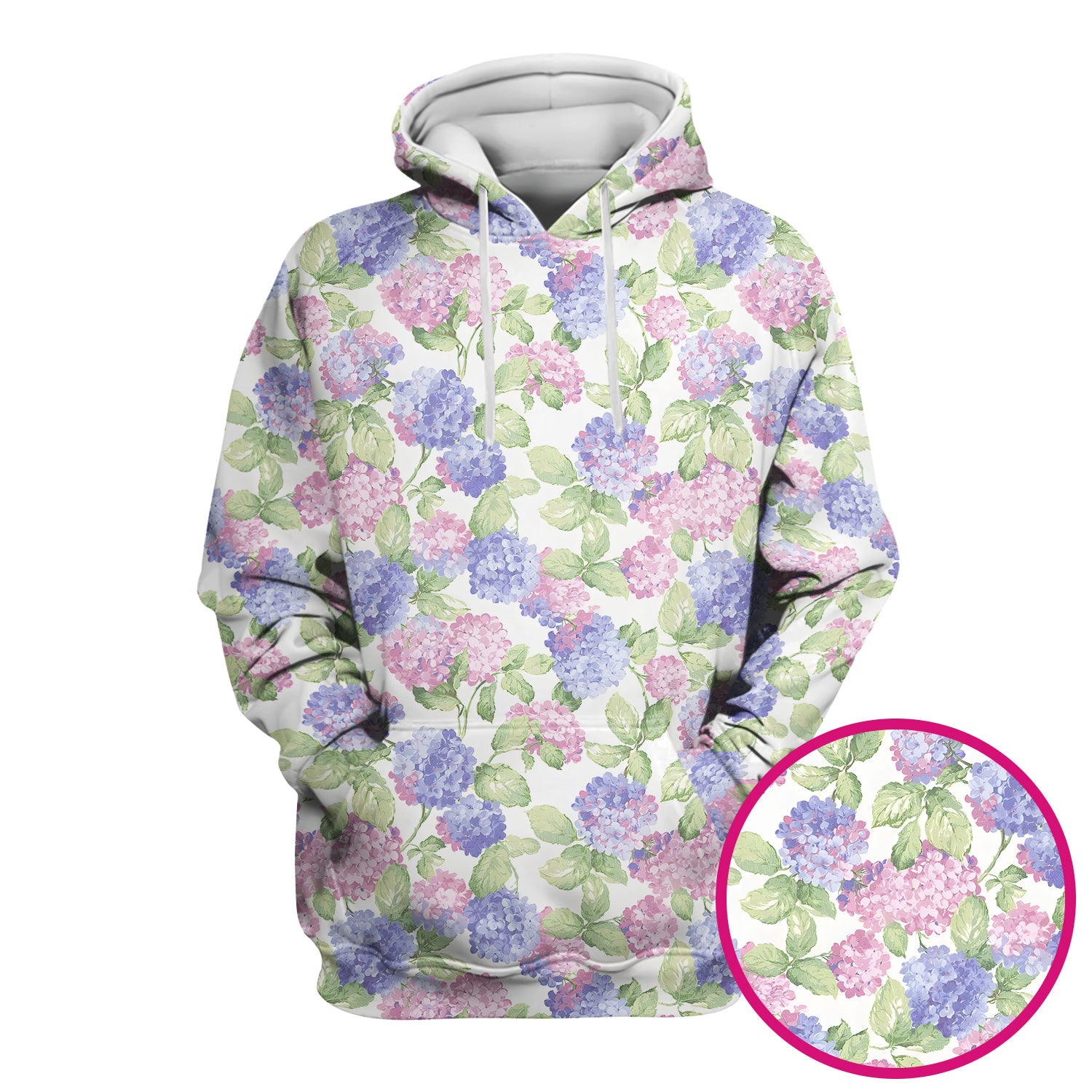 Soft Pastel Watercolor Hydrangea Floral Pattern Scrub Top, Comfortable Scrubs for Nurses
