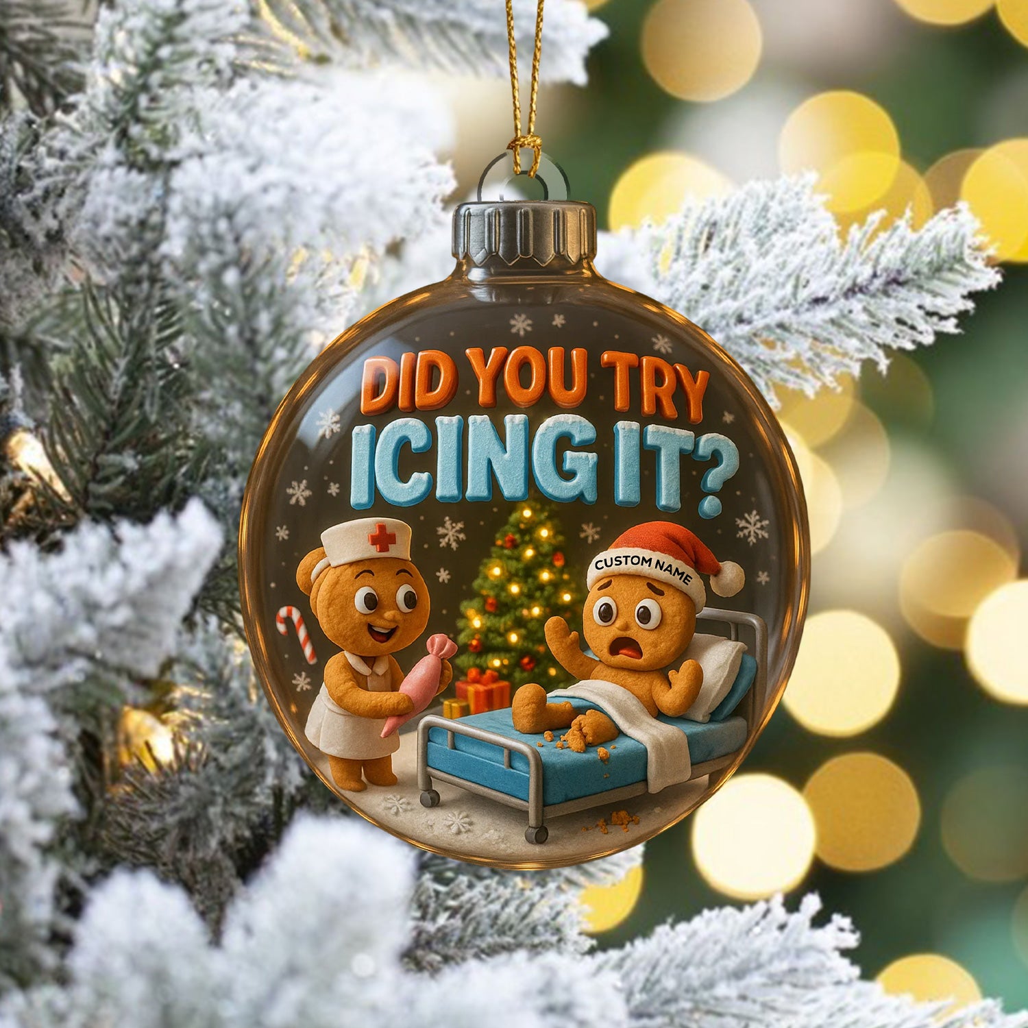 Personalized Funny Nurse Christmas Ornament, Custom Name Gingerbread Medical Ornament, Nurse Humor Xmas Tree Decor, Gift for Healthcare Workers