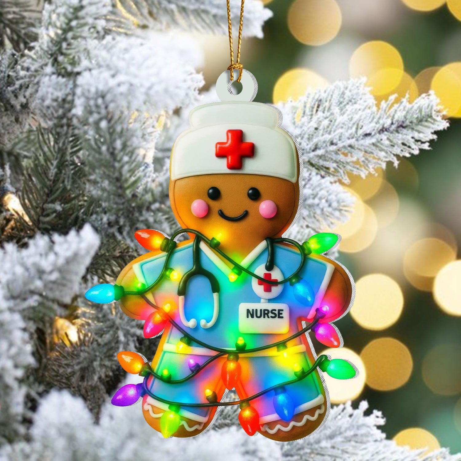 Nurse Gingerbread Christmas Ornament, Cute Holiday Tree Decoration, Healthcare Worker Gift