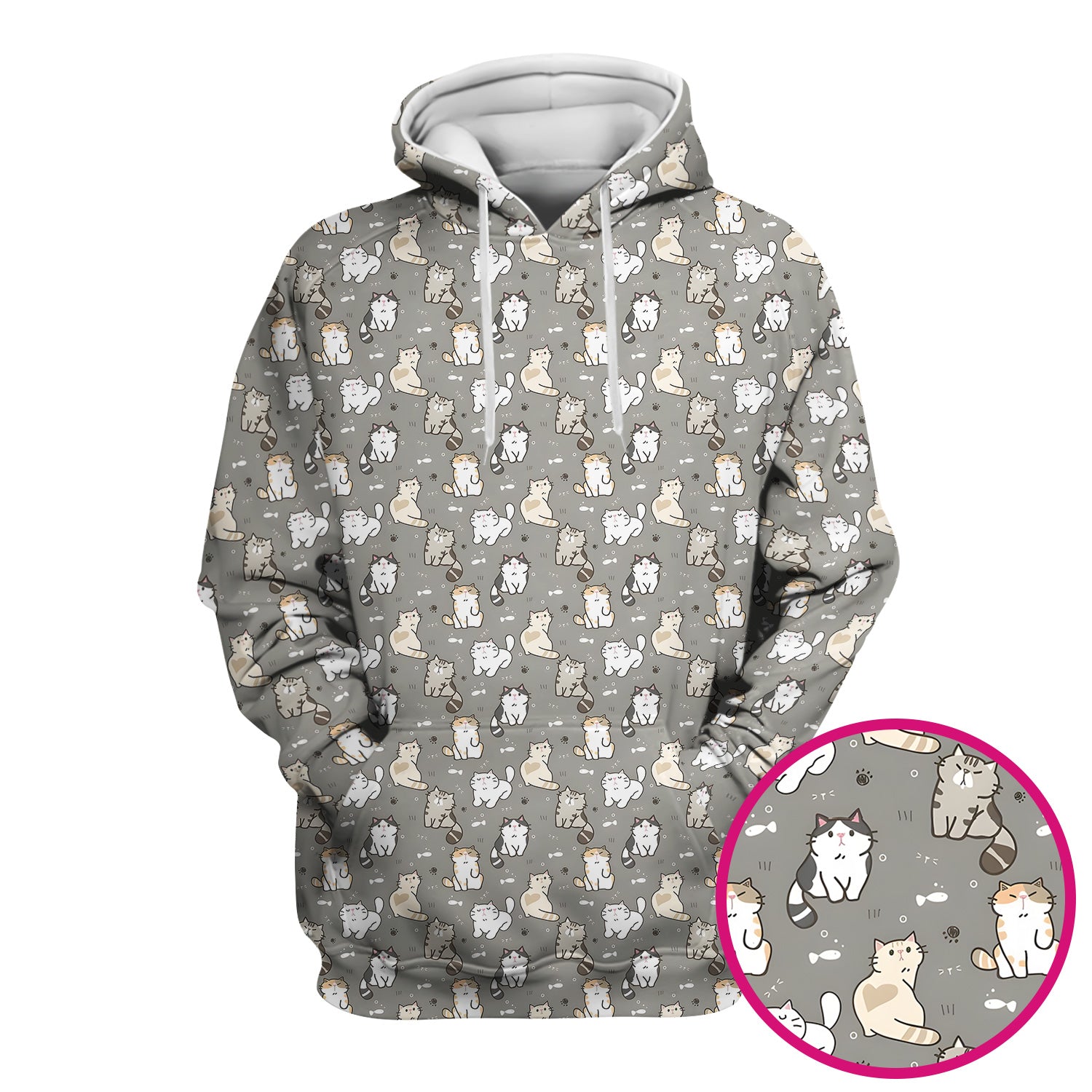 Pastel Cat Scrub Top, Cute Cat Pattern Nurse Shirt, Breathable Fabrics Nursing Uniform