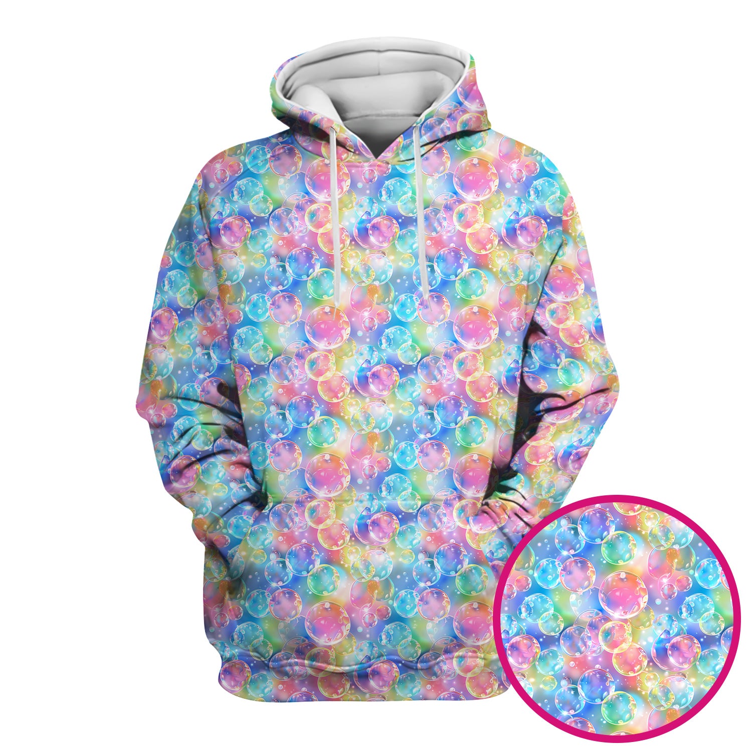 Colorful Floating Soap Bubble Pattern Scrub Top, Breathable Fabrics Nursing Uniform