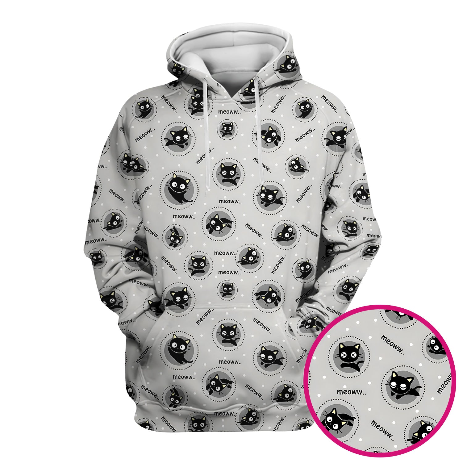 Funny Black Cat Meow Pattern Scrub Top, Comfortable Scrubs for Nurses