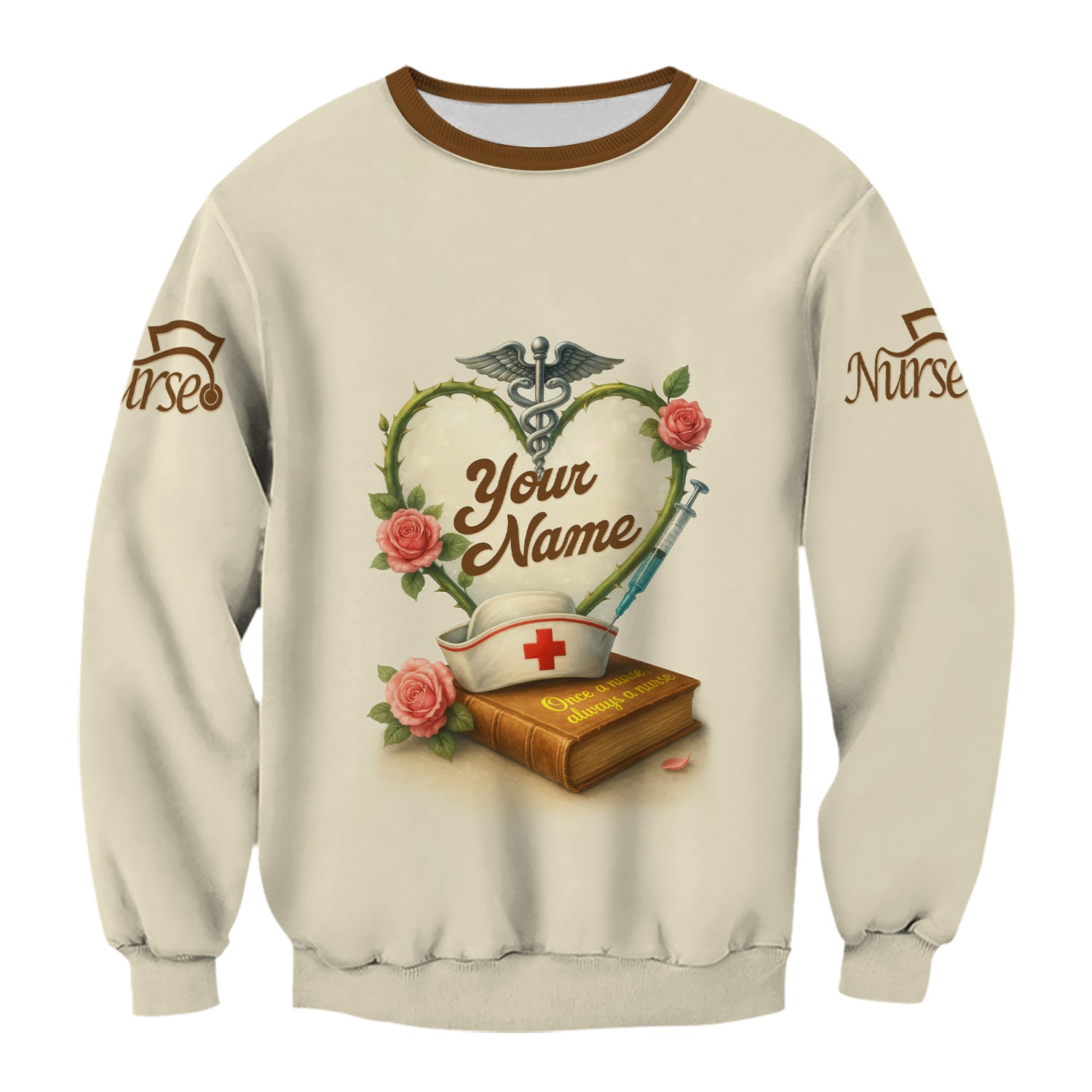 Personalized Nurse Scrubs - Heart & Stethoscope Design - Custom Gift for RN CNA LPN Healthcare Workers