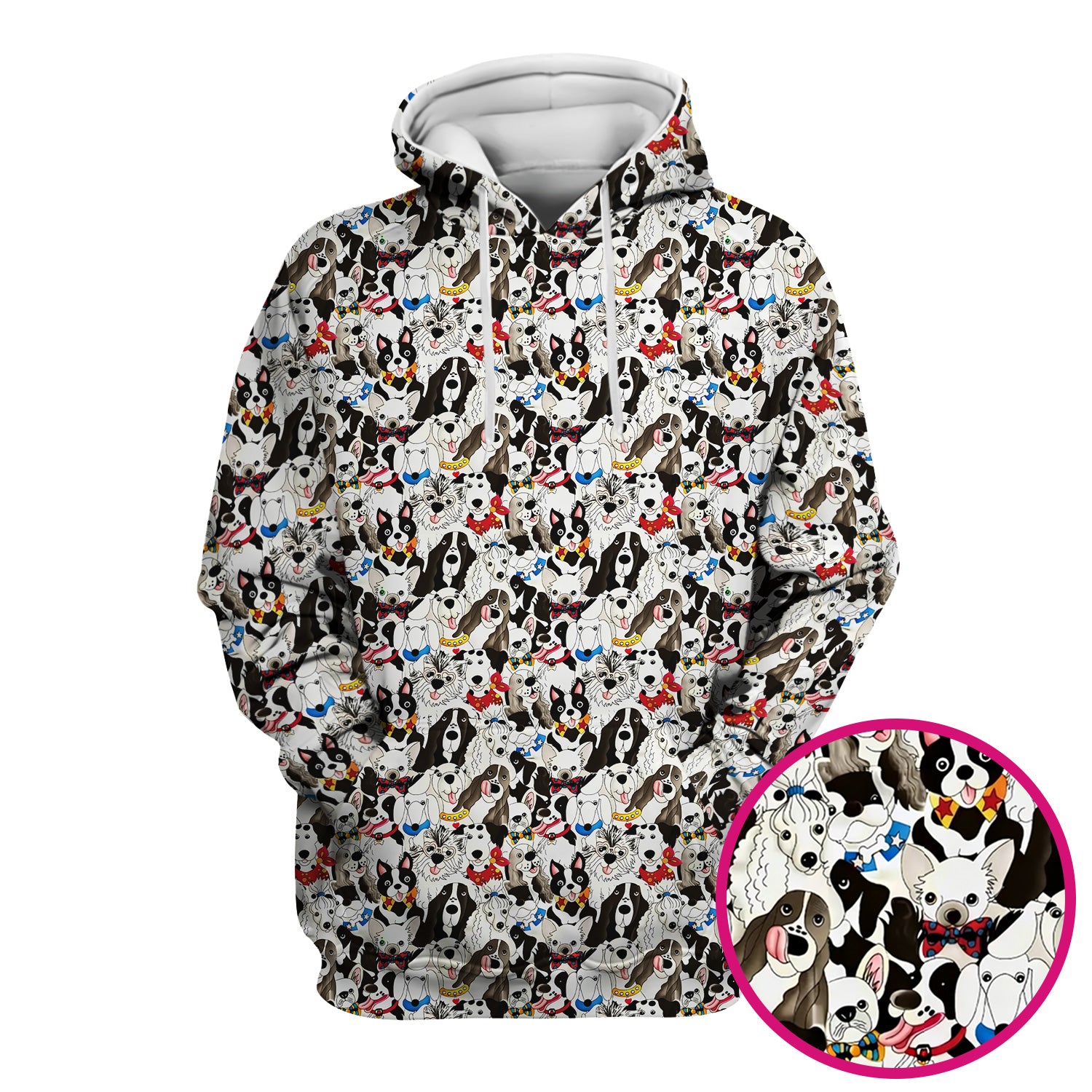 Cute Dog Cartoon All Over Print Scrub Top, Breathable Fabrics Nursing Uniform