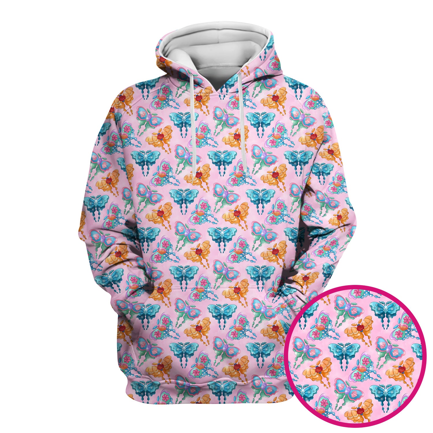 Colorful Butterfly With Floral Blossom Pattern Scrub Top, Comfortable Scrubs for Nurses