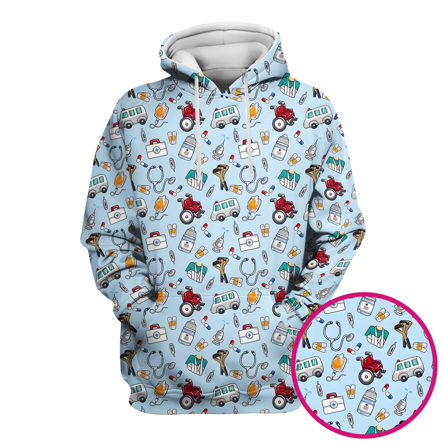 Care Medical Tools & Emergency Transport Pattern Scrub Top, Comfortable Scrubs for Nurses