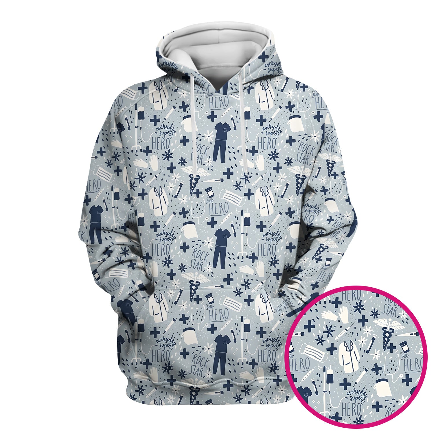 Inspirational Healthcare Hero Medical Tools Nurse Pattern Scrub Top, Comfortable Scrubs for Nurses