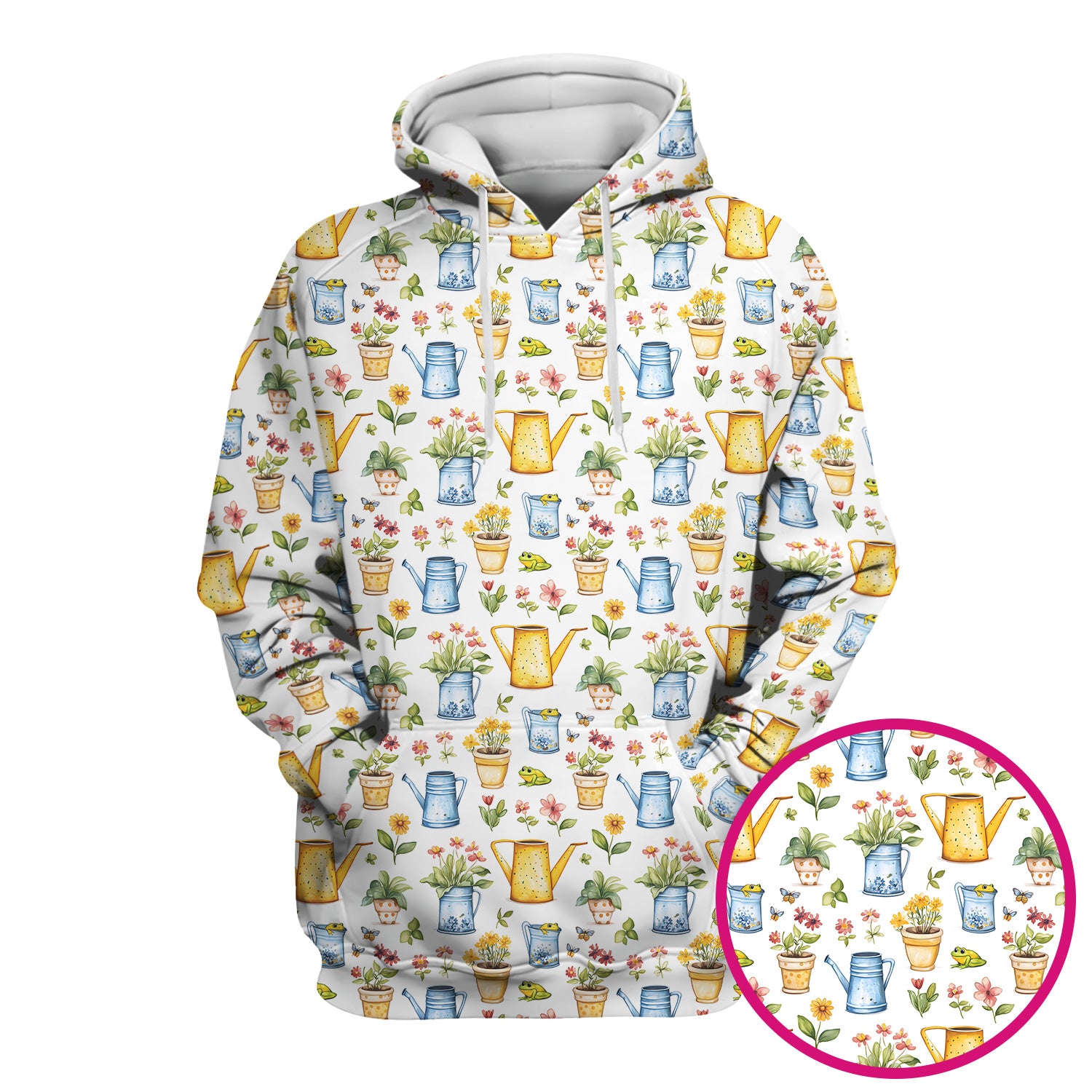 Watering Can and Flower Pot Garden Scrub Top, Comfortable Scrubs for Nurses