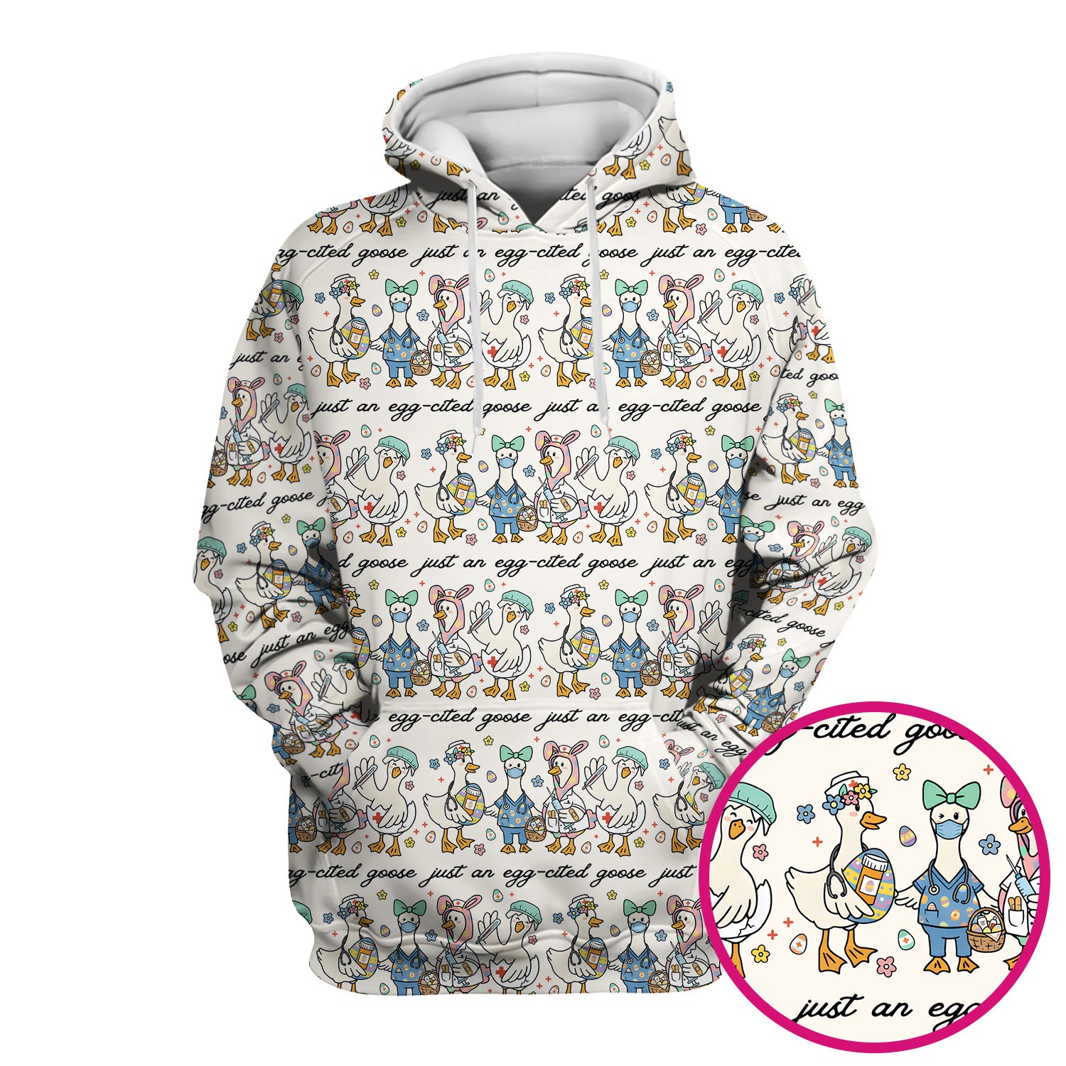 Funny Easter Nurse Goose Pattern Scrub Top, Comfortable Scrubs for Nurses