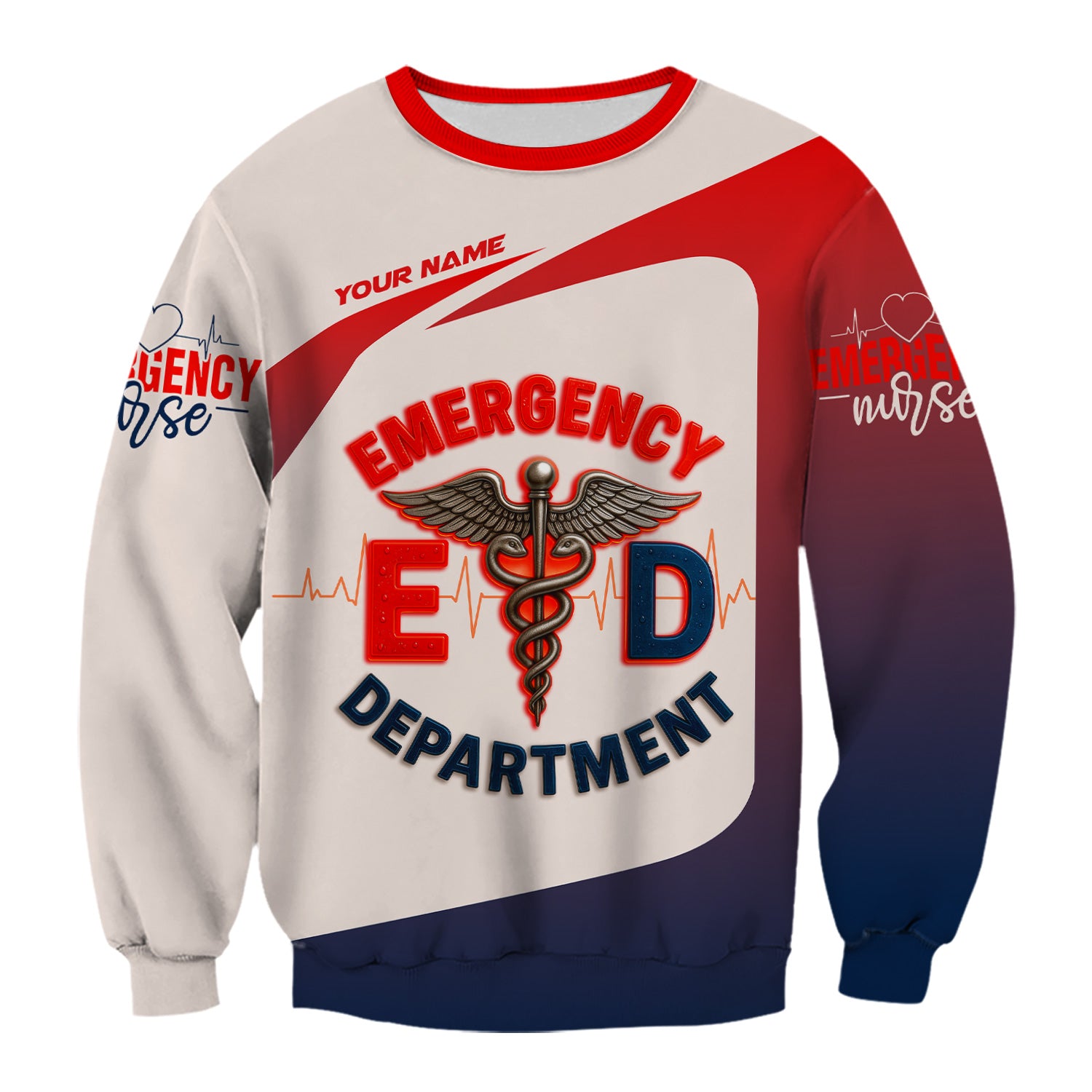 Custom Emergency Nurse Scrub Top - E.D. Department RN Uniform Shirt - Personalized EMT Paramedic Medical Gift